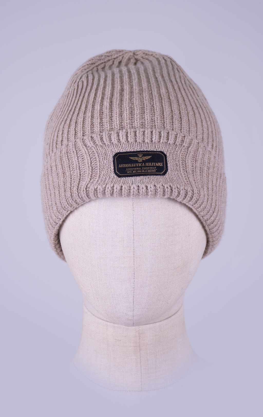 Шапка вязаная AERONAUTICA MILITARE FW 26/27/IT otter beige melange (CU 0096) 