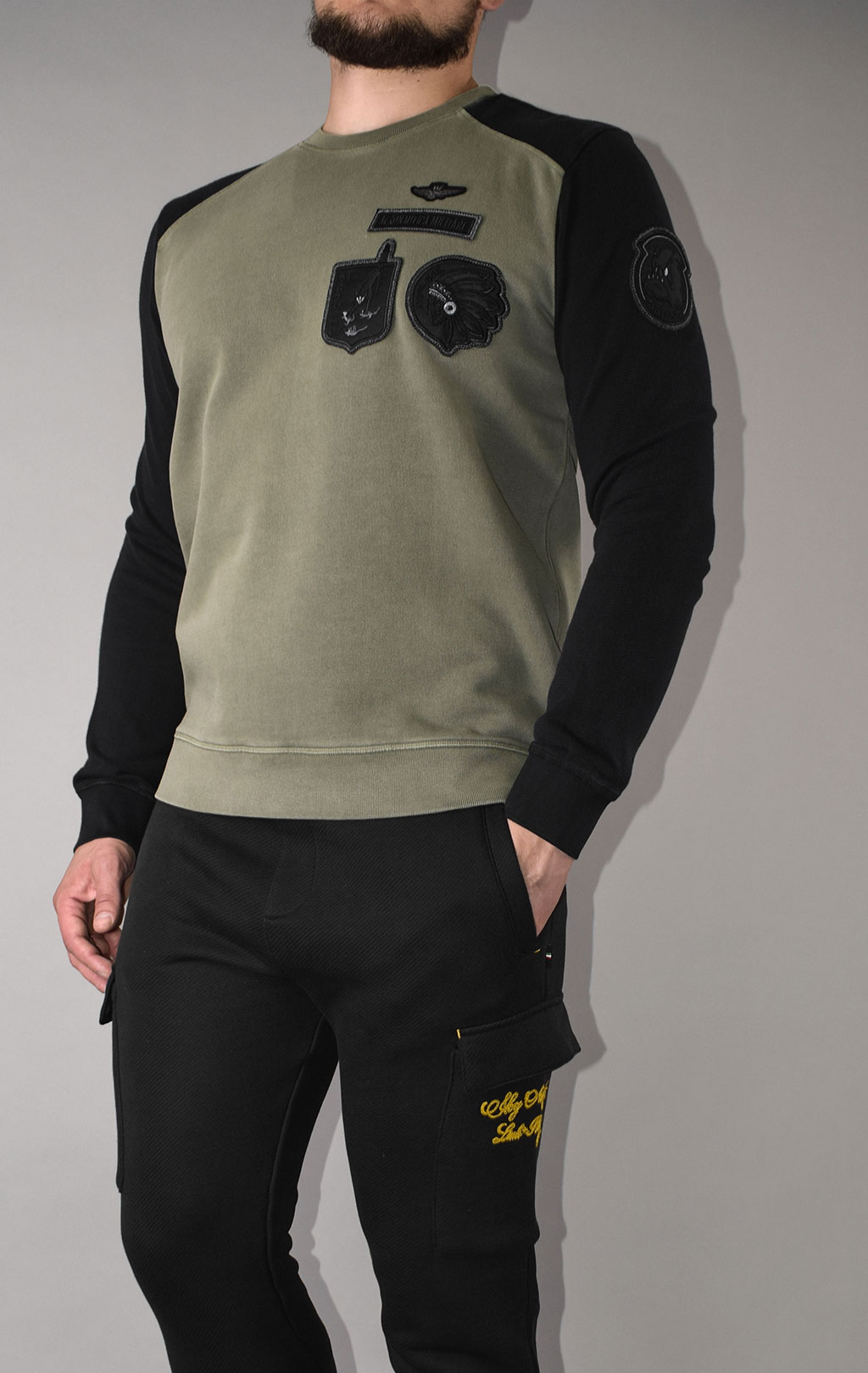 Свитшот AERONAUTICA MILITARE длинный рукав/FW 20/21/IN verde chiaro/black (TS 1774) 