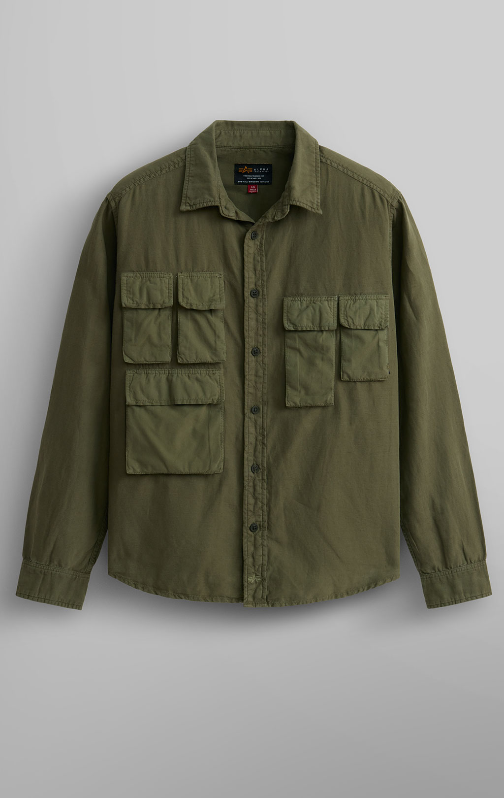 Рубашка ALPHA INDUSTRIES LONG SLEEVE MULTI POCKET SHIRT SS 24 m OG-107 green 