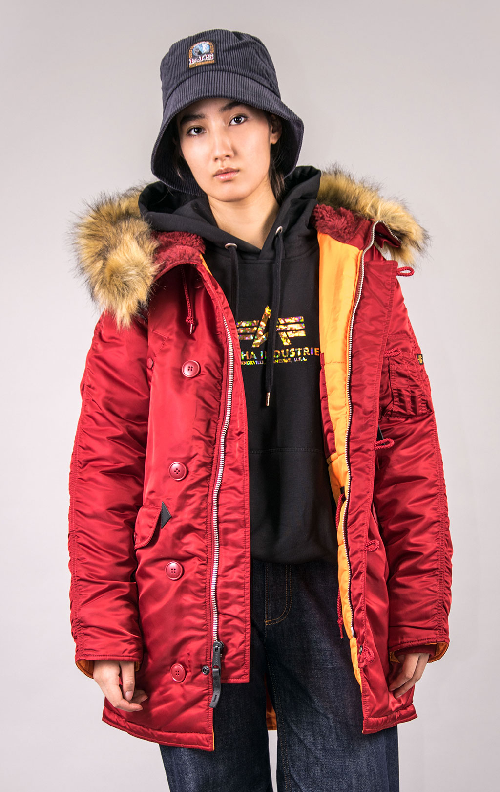 Женская аляска ALPHA INDUSTRIES CLASSIC N-3B original fit commander red 