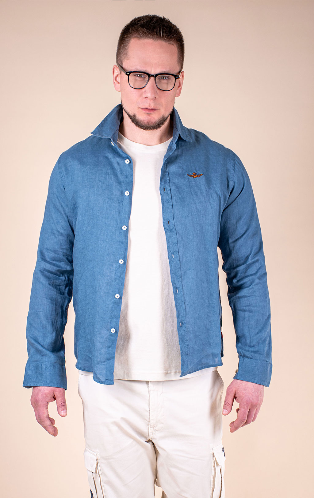 Рубашка AERONAUTICA MILITARE SS 26/BD dusty blue (CA 1321) 