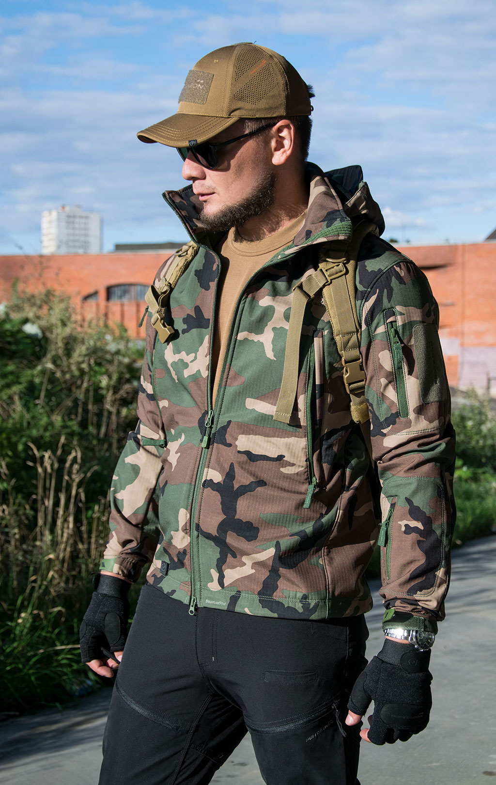 Куртка тактическая softshell Pentagon мембрана ARTAXES Soft Shell camo woodland 08011 