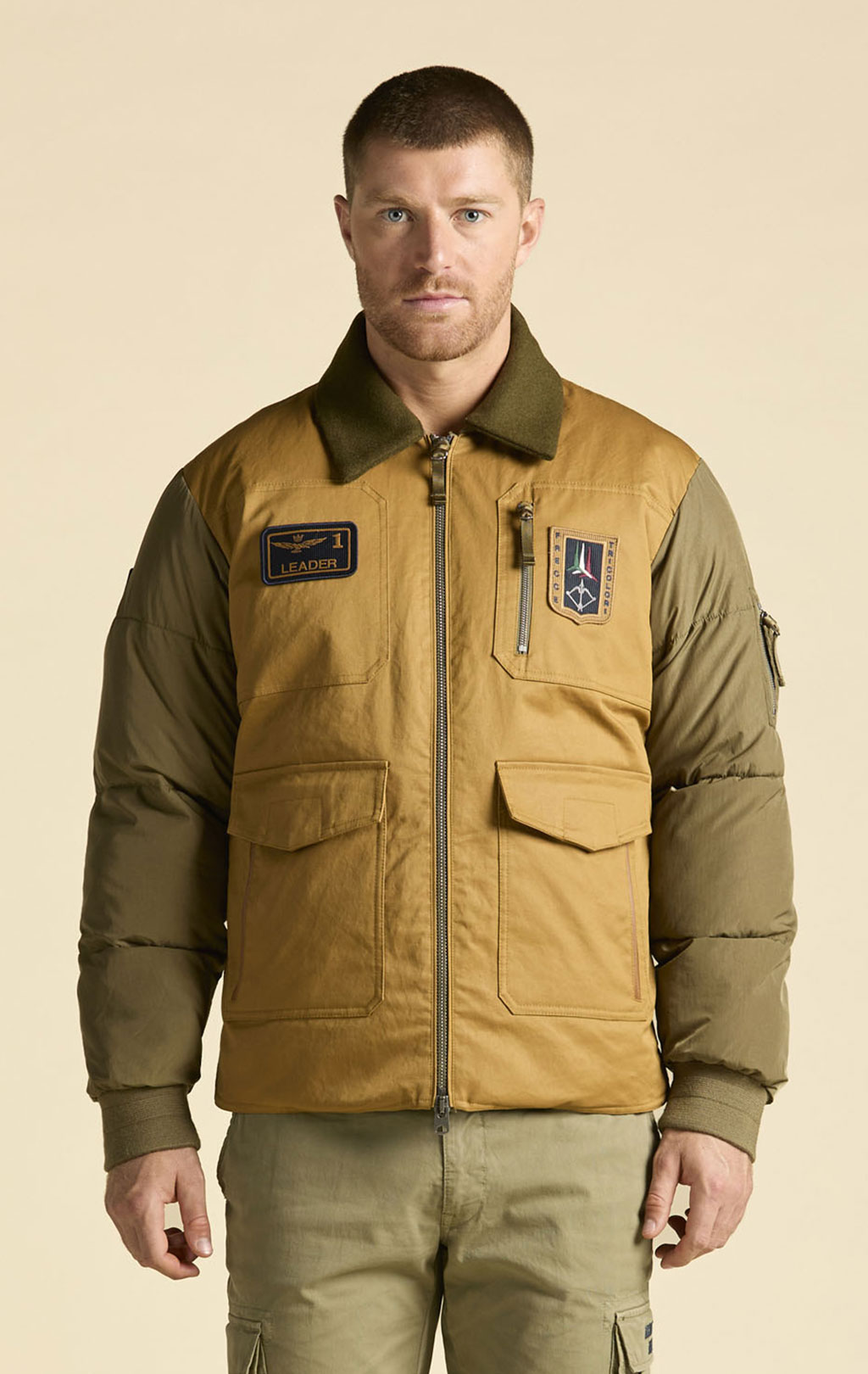 Куртка-пилот AERONAUTICA MILITARE FW 26/27/CN caffelatte/yellow curry (AB 3081) 