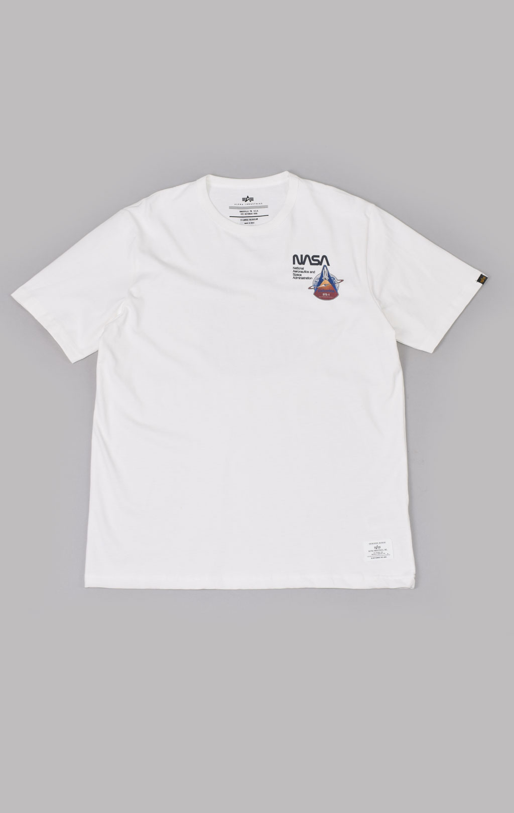 Футболка ALPHA INDUSTRIES NASA COLUMBIA TEE плотная FW 21/22 white 