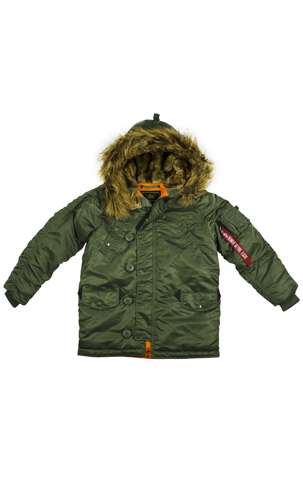 Детская аляска длинная ALPHA INDUSTRIES VF N-3B sage green 