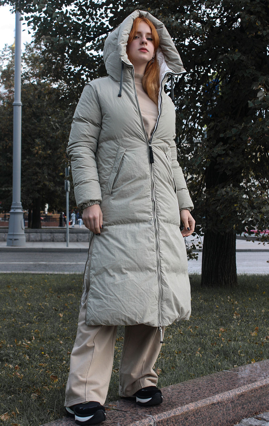 Женское пальто пуховое PARAJUMPERS SLEEPING BAG двустороннее FW 20/21 overcast/off white 