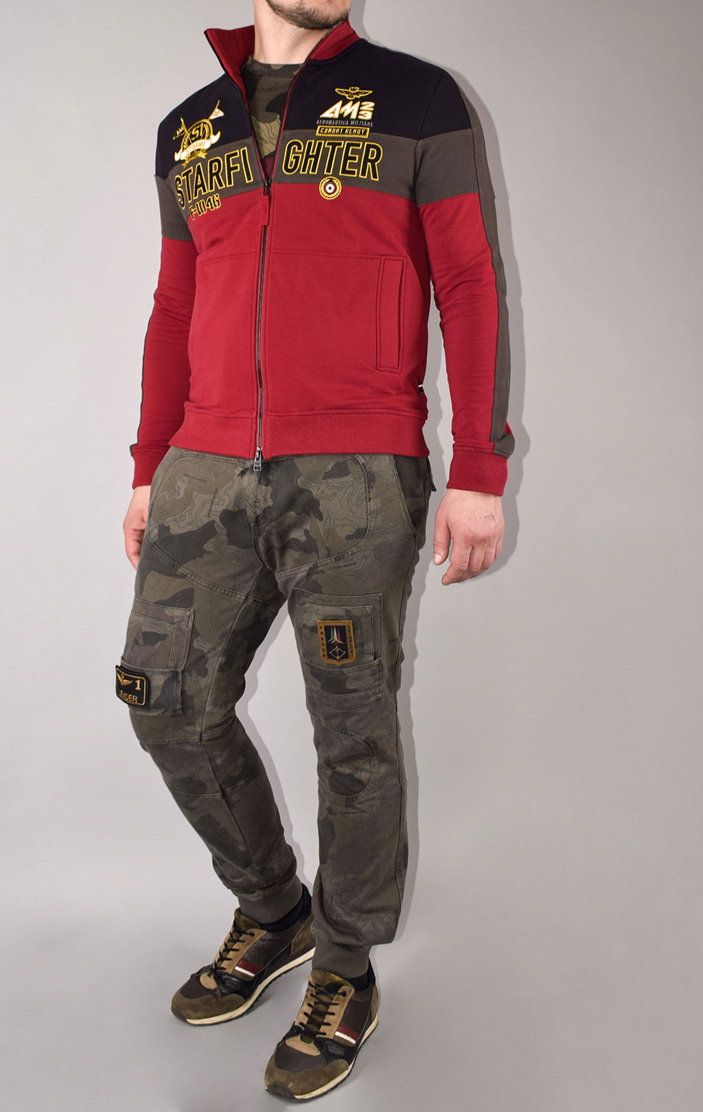 Олимпийка AERONAUTICA MILITARE FW 20/21/TR rosso/black/verde scuro (FE 1524) 