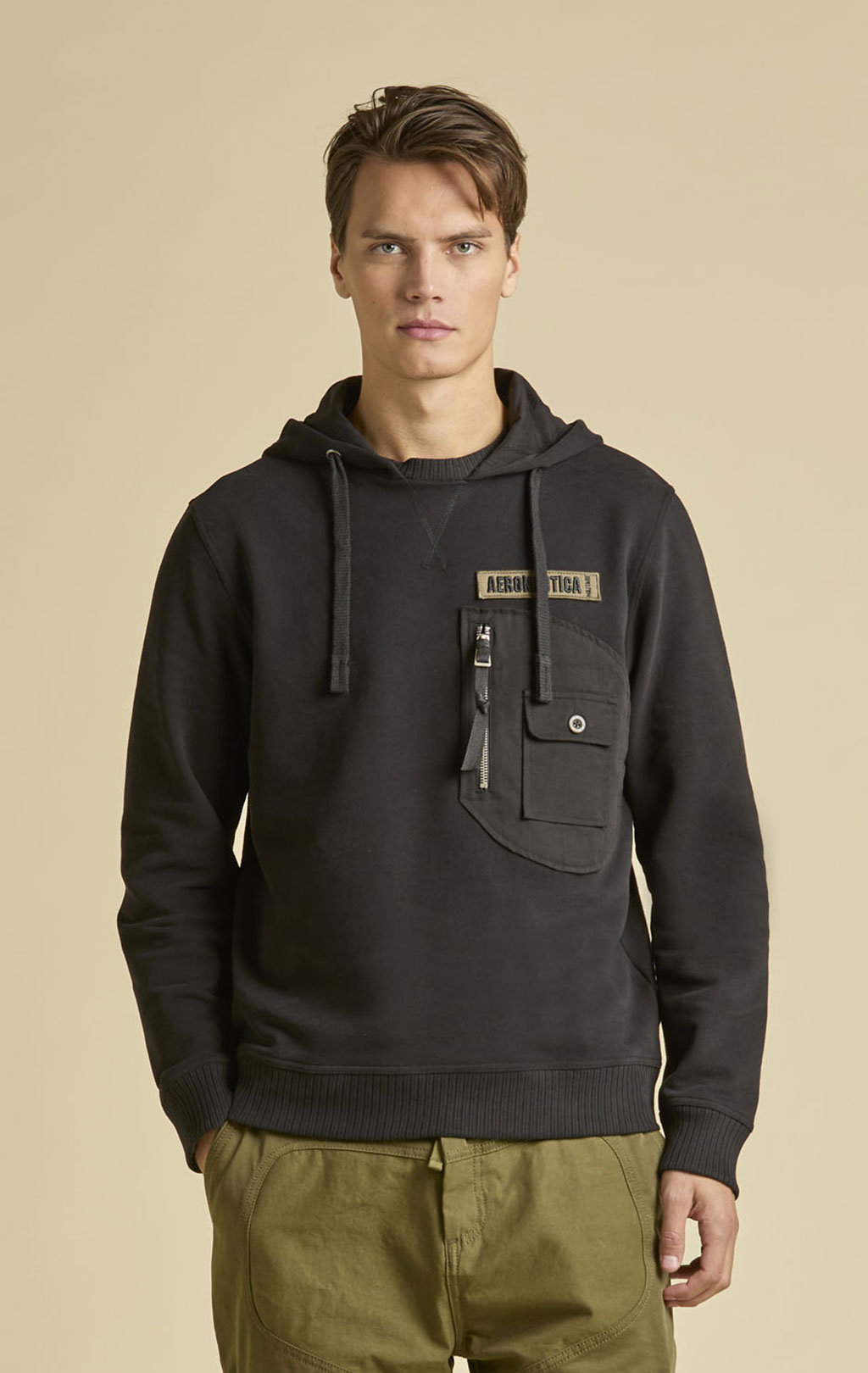 Толстовка с капюшоном AERONAUTICA MILITARE FW 25/26/TR jet black (FE 2068) 