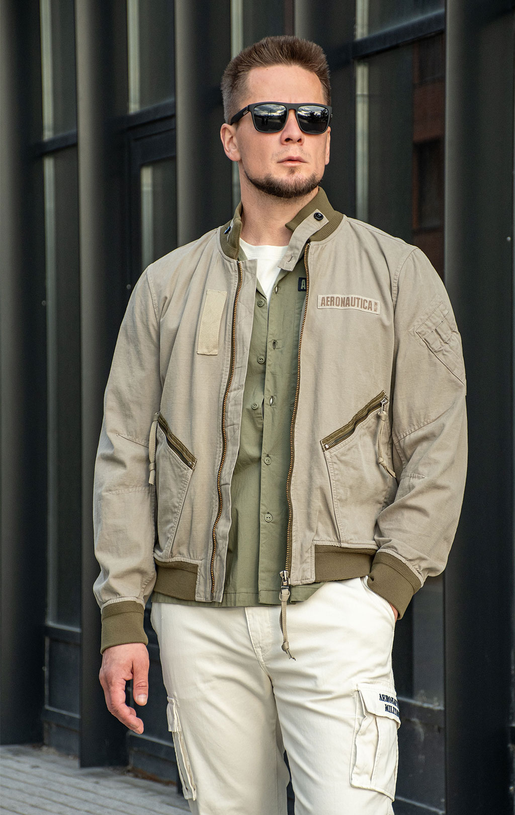 Ветровка-бомбер AERONAUTICA MILITARE big size SS 26/IN winter twig (AB 3042) 