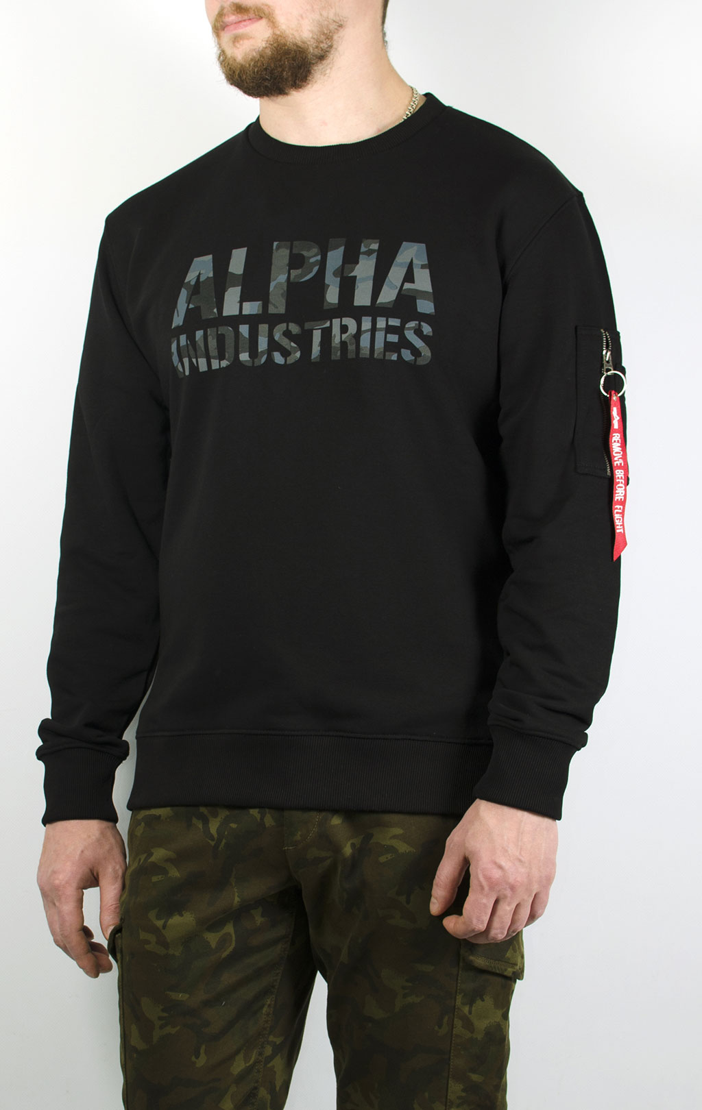 Свитшот ALPHA INDUSTRIES CAMO PRINT black/black 