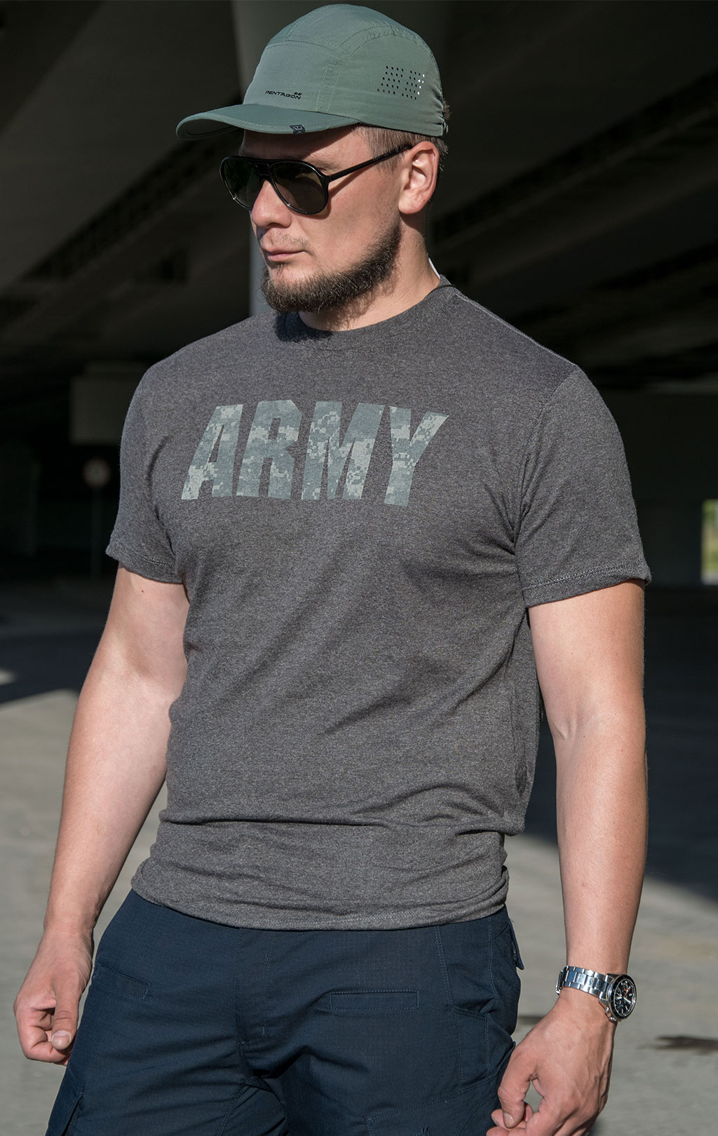 Футболка спортивная ARMY хлопок/полиэстр acu print dark grey США