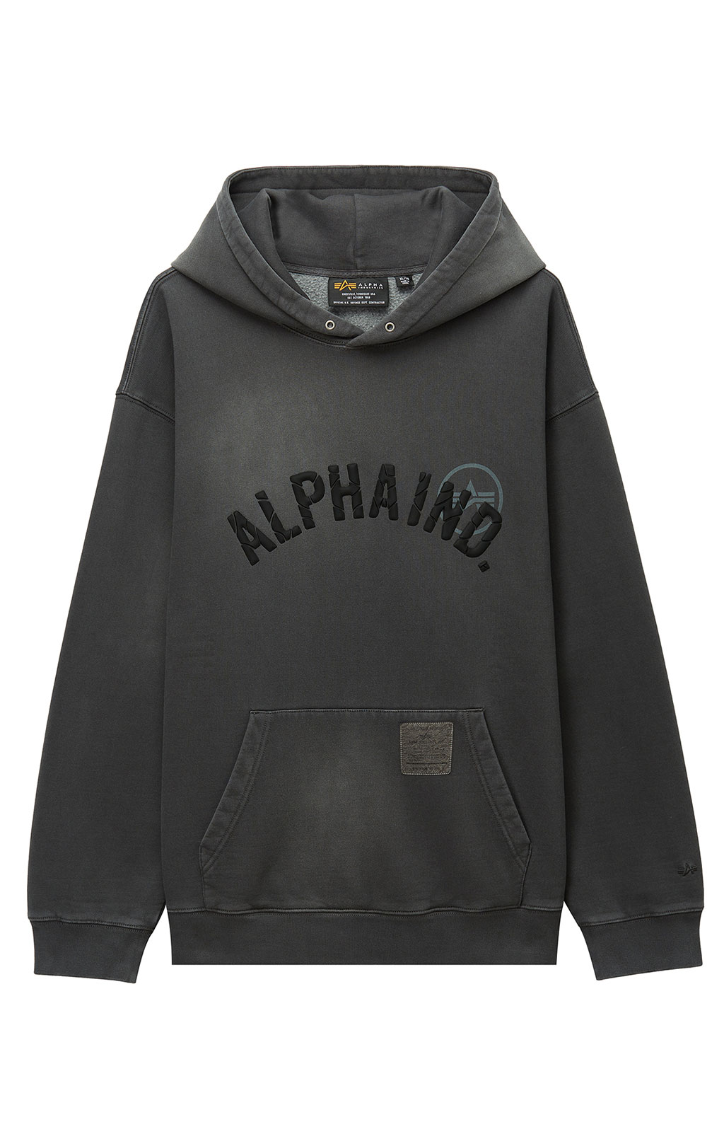 Толстовка ALPHA INDUSTRIES UNFRM WASHED ALPHA IND HOODIE FW 25/26 gray M001132 