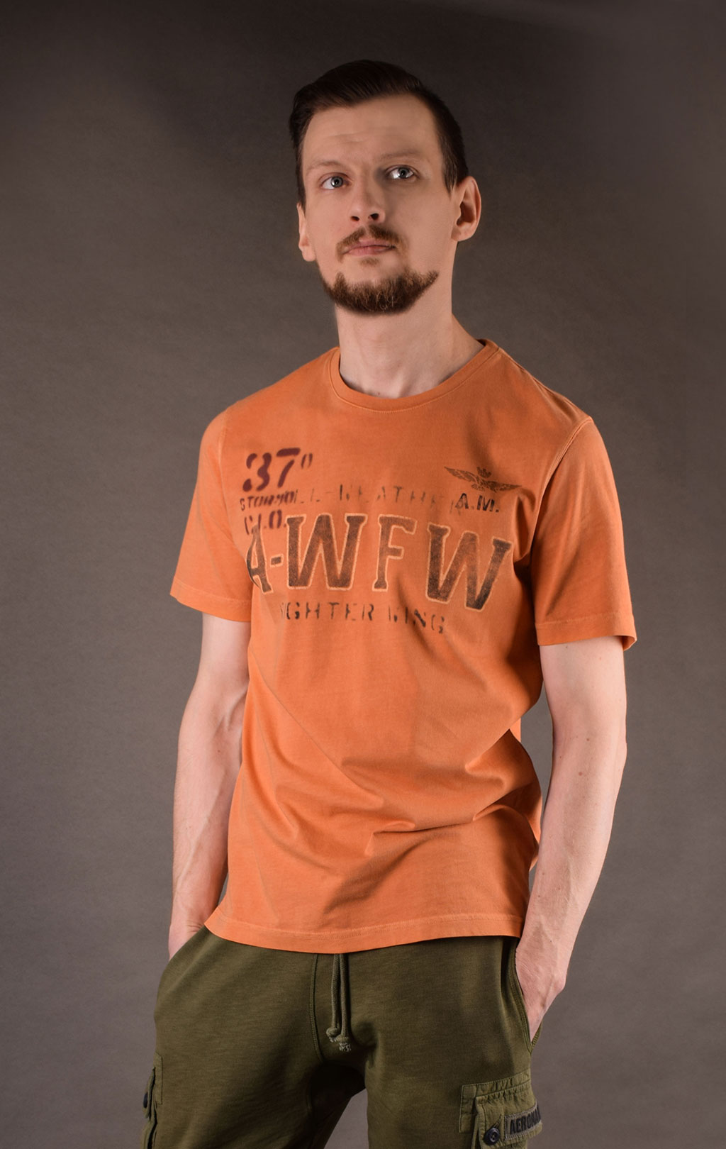 Футболка AERONAUTICA MILITARE SS19 arancio chiaro (TS 1626) 