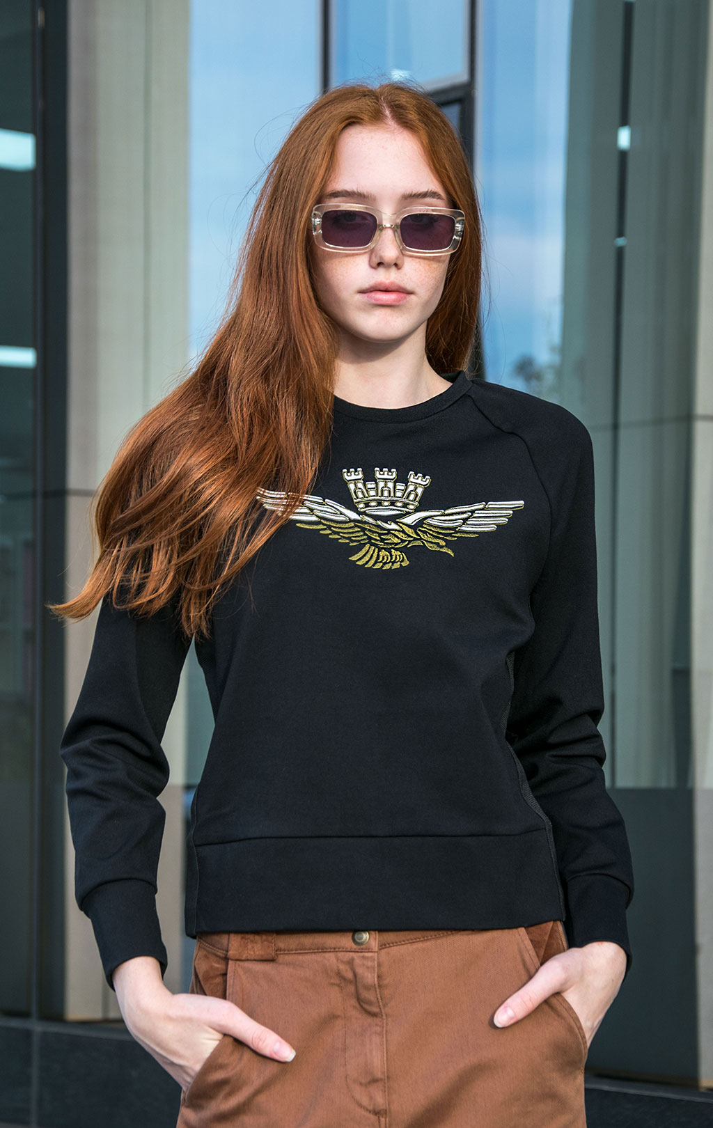 Женский свитшот AERONAUTICA MILITARE FW 23/24/TN nero (FE 1831) 