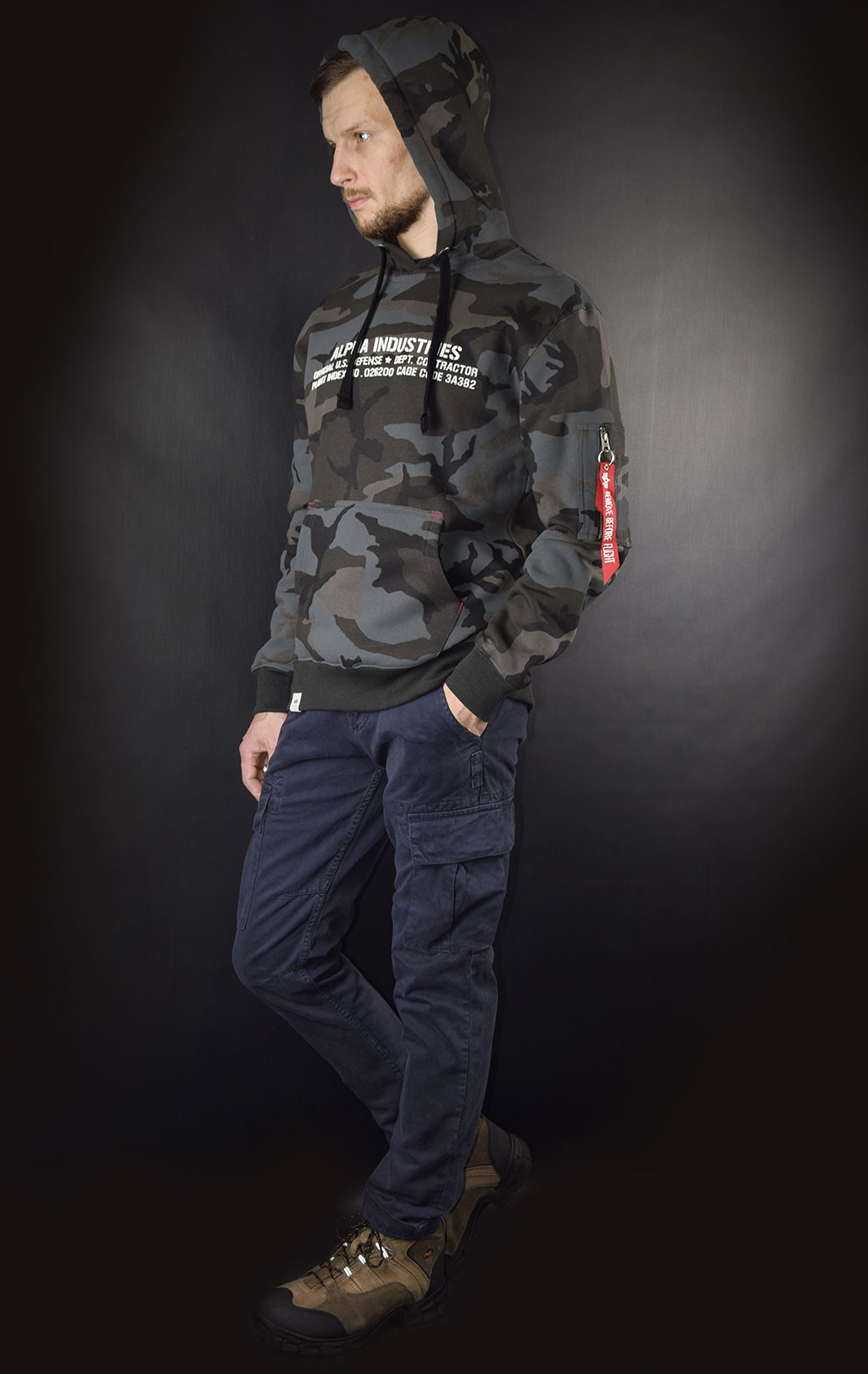 Толстовка ALPHA INDUSTRIES CARGO RUBBER PRINT HOODY black camo 