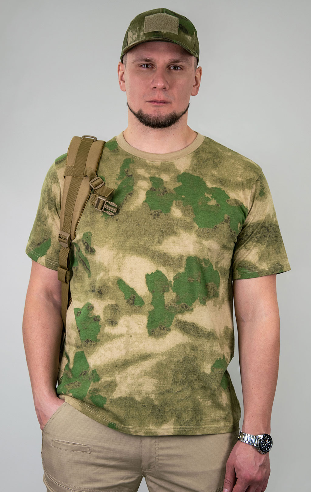 Футболка полевая SABADO хлопок green camo 