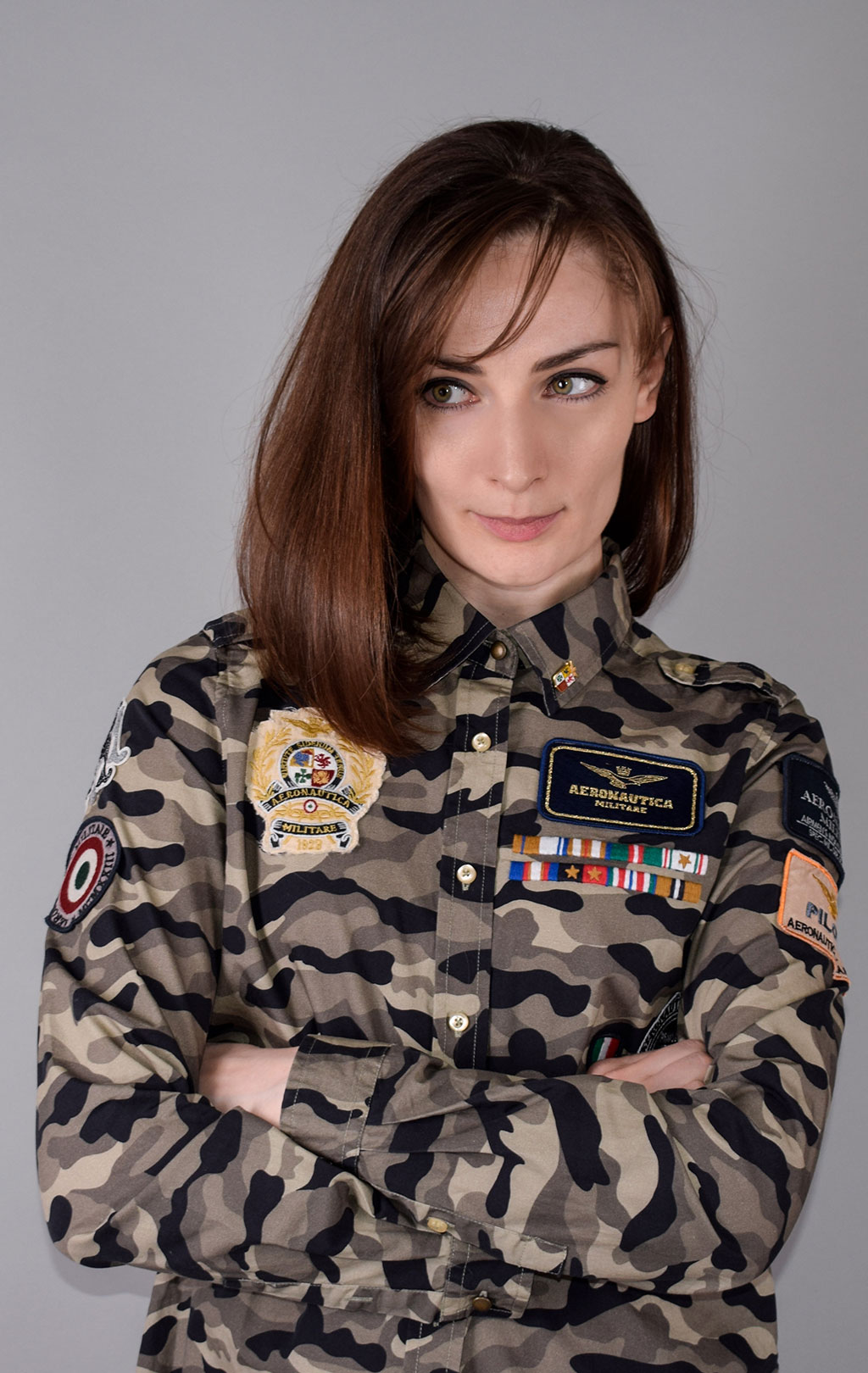 Женская рубашка AERONAUTICA MILITARE SS 20/IN camouflage verde militare (CA 1152) 