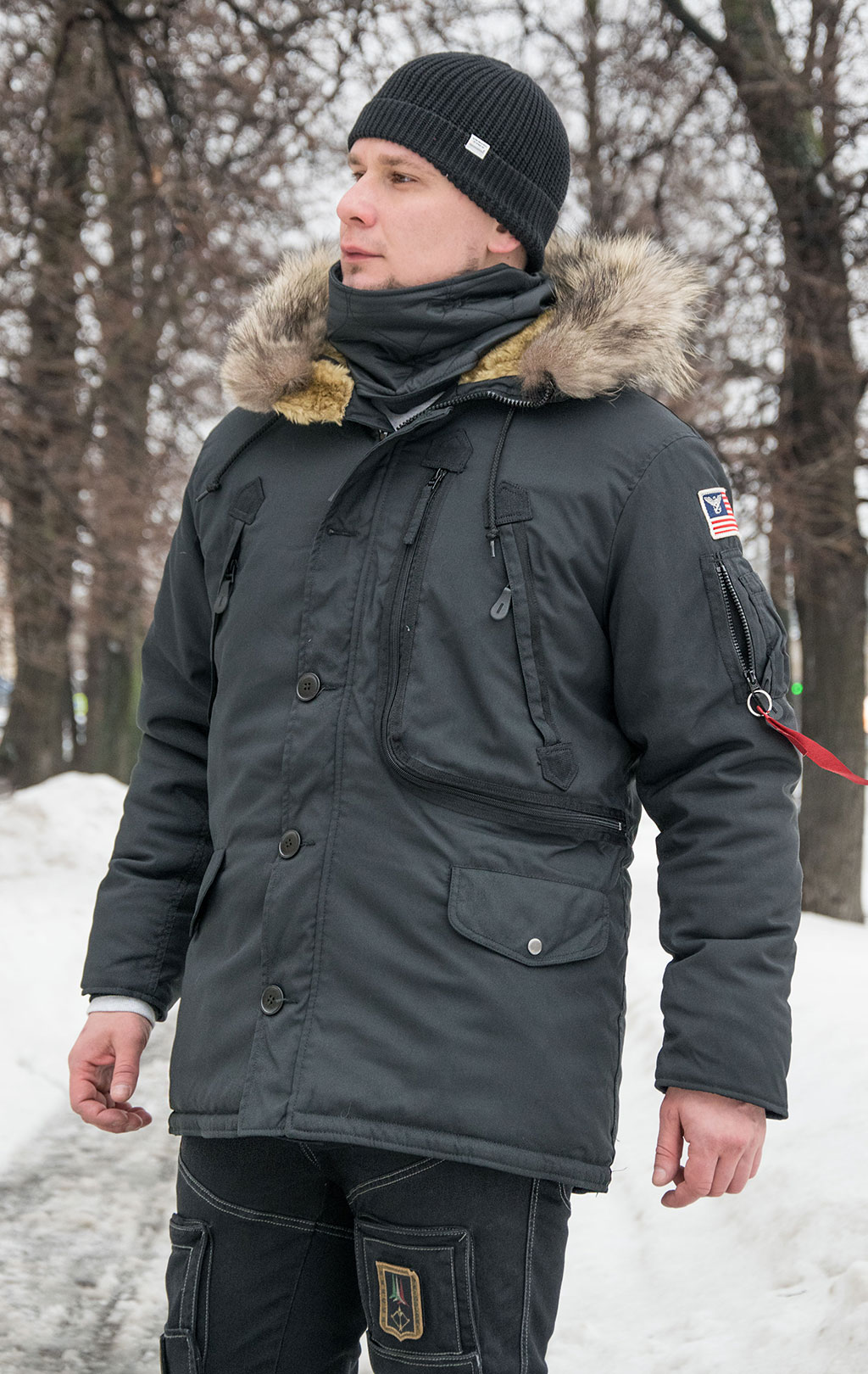 Аляска ALPHA INDUSTRIES POLAR натур. мех black 