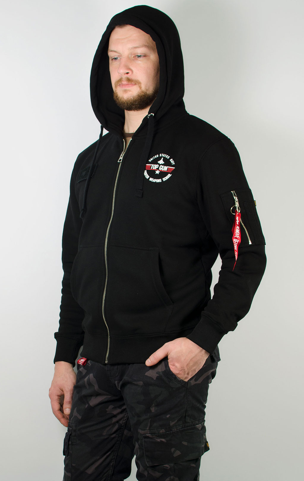 Толстовка ALPHA INDUSTRIES TOP GUN ZIP HOODY black 