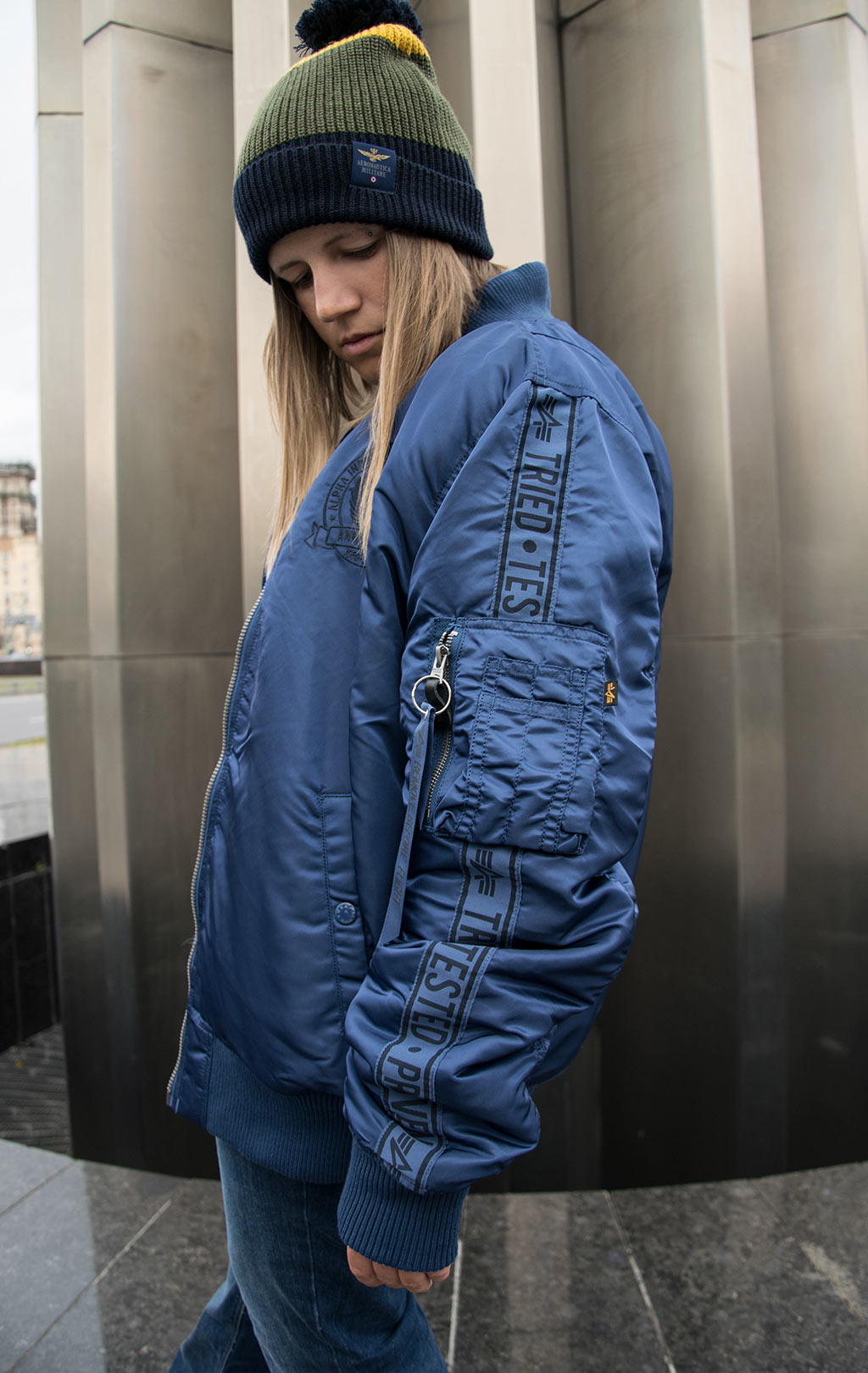 Куртка-бомбер лётная ALPHA INDUSTRIES 60TH ANNIVERSARY MA-1 new navy 