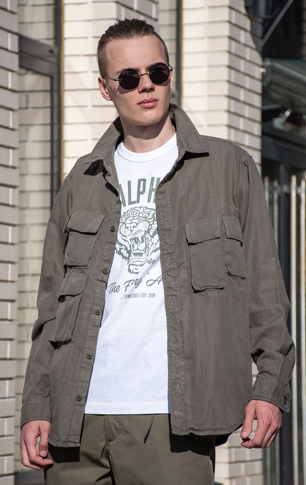 Рубашка ALPHA INDUSTRIES LONG SLEEVE MULTI POCKET SHIRT SS 24 m OG-107 green 