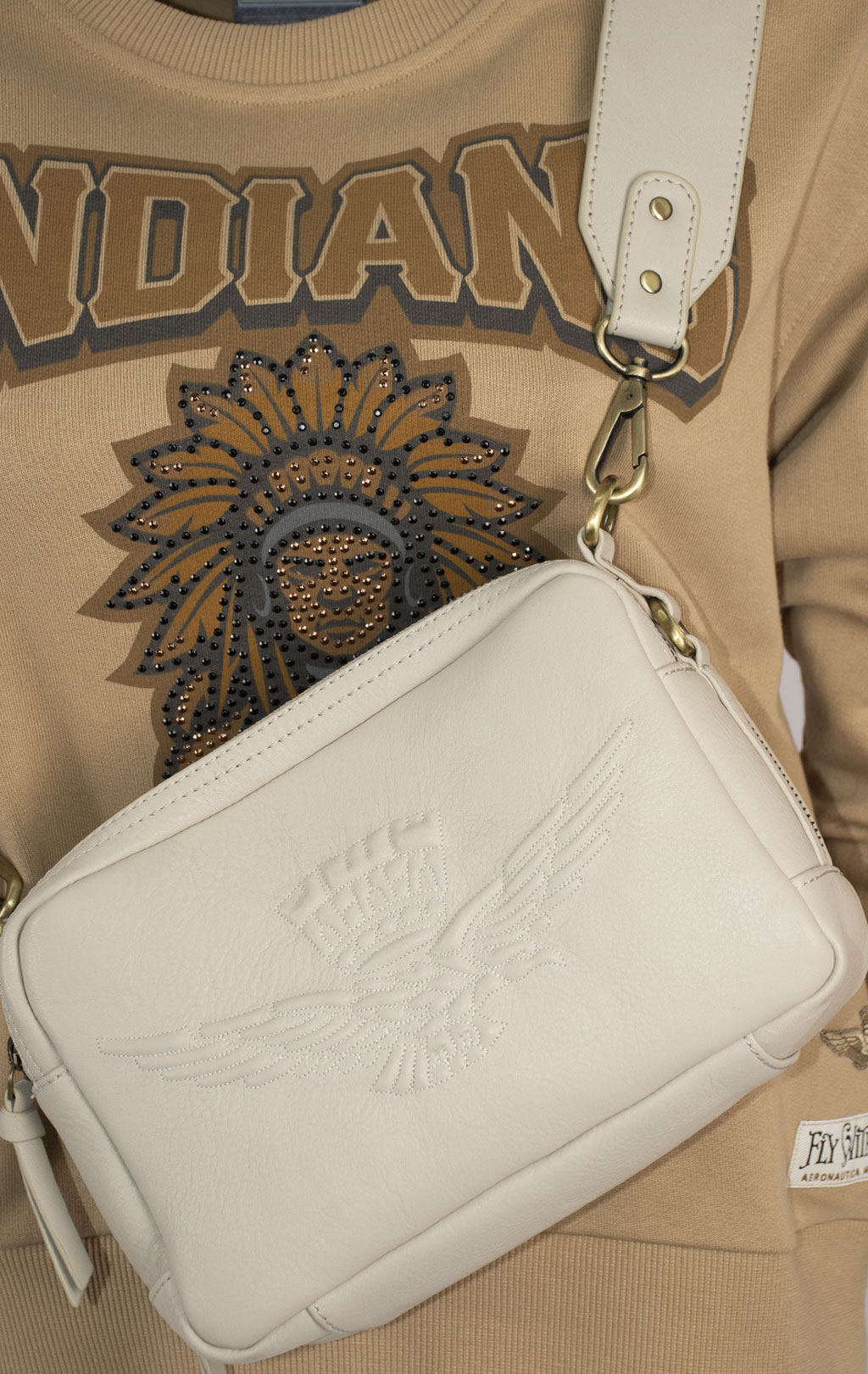 Женская сумка AERONAUTICA MILITARE LEATHER BAG SS 24/IN beige (BO 1118) 