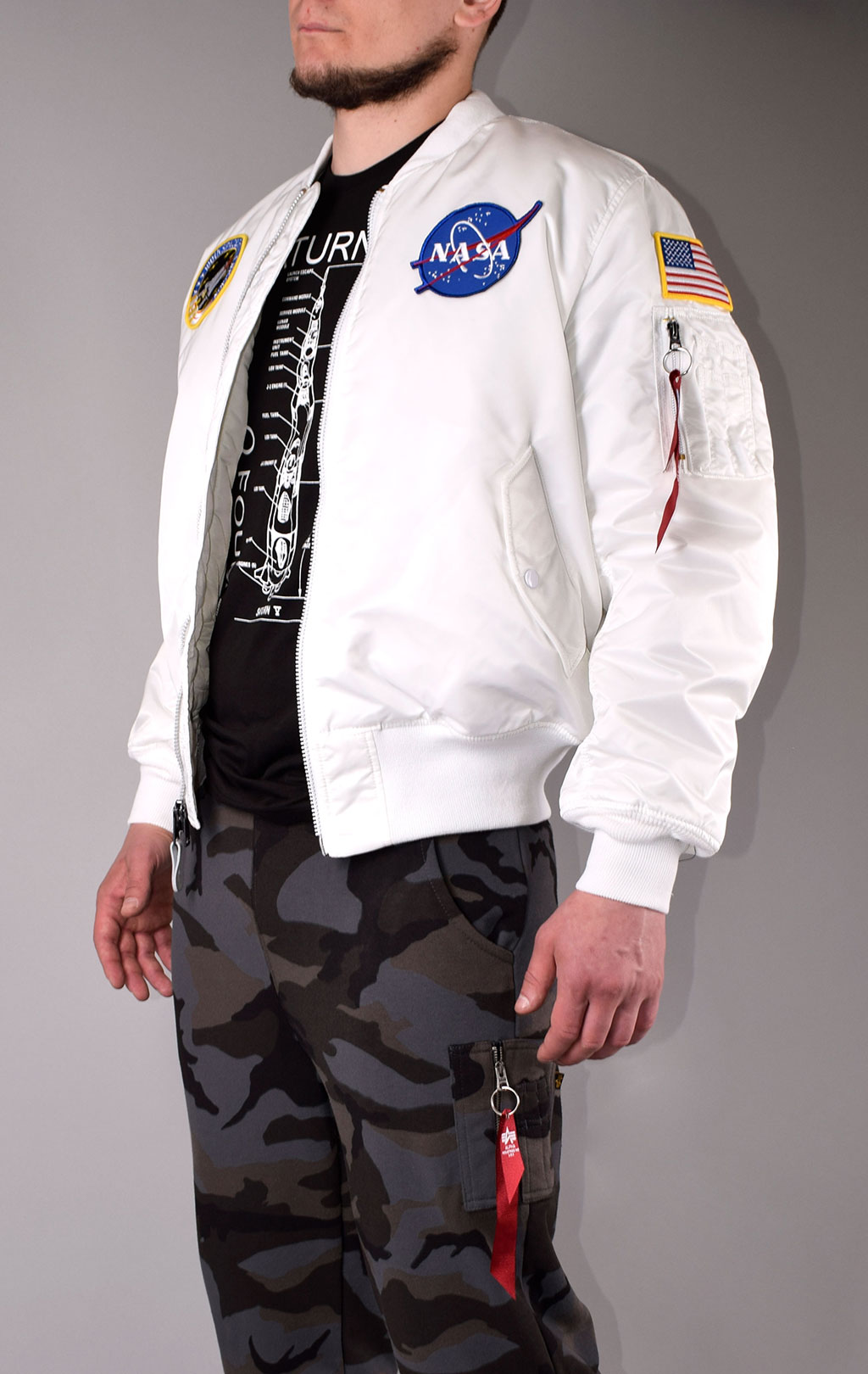 Бомбер ALPHA INDUSTRIES NASA MA-1 original fit white 