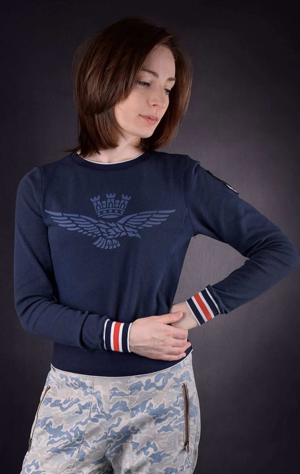 Женский свитшот AERONAUTICA MILITARE SS19 blue navy (FE 1358) 