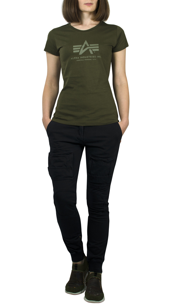 Женская футболка ALPHA INDUSTRIES LOGO T dark green 