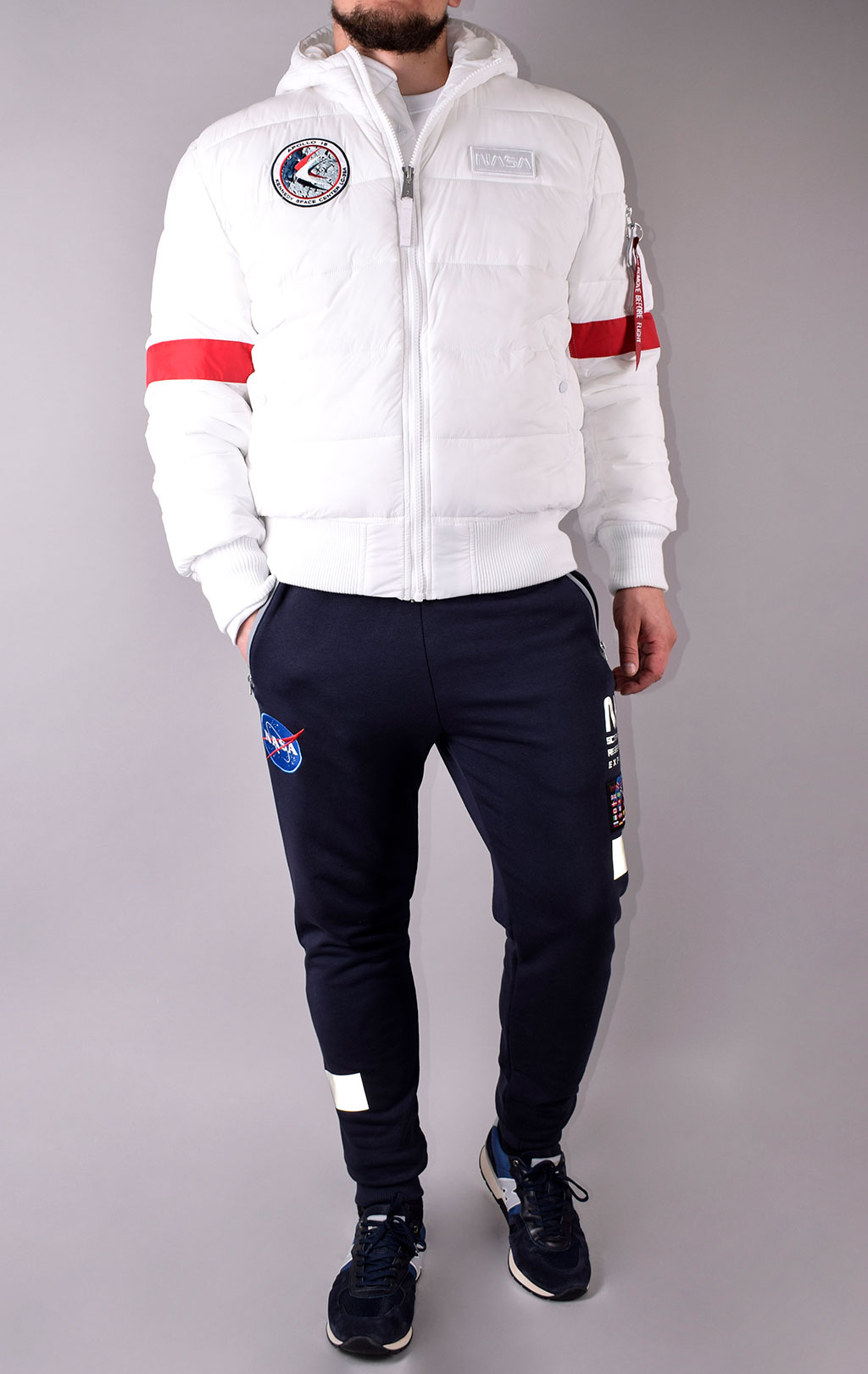 Куртка ALPHA INDUSTRIES HOODED PUFFER FD NASA white 