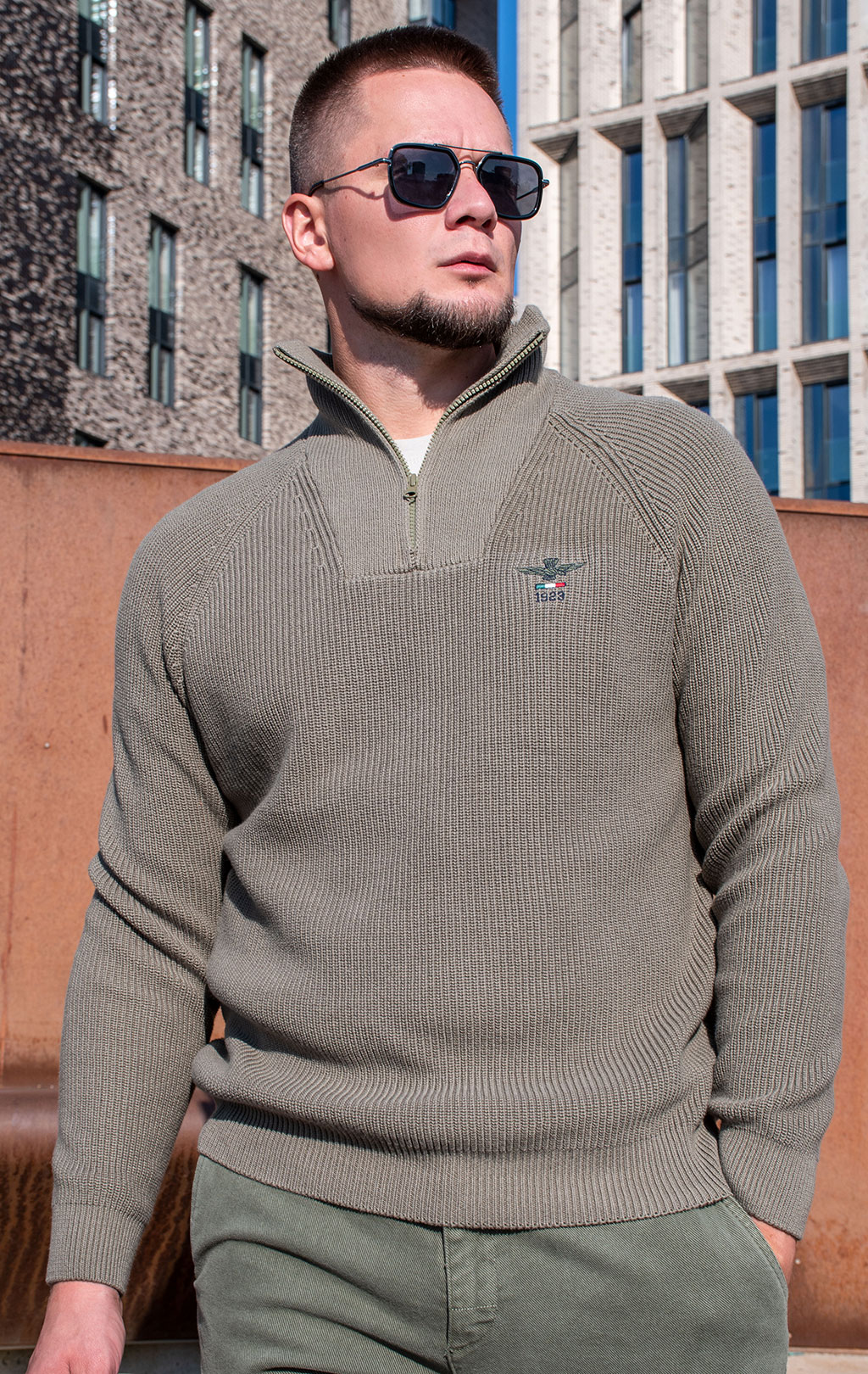 Свитер AERONAUTICA MILITARE FW 24/25/MN dark military green (MA 1509) 