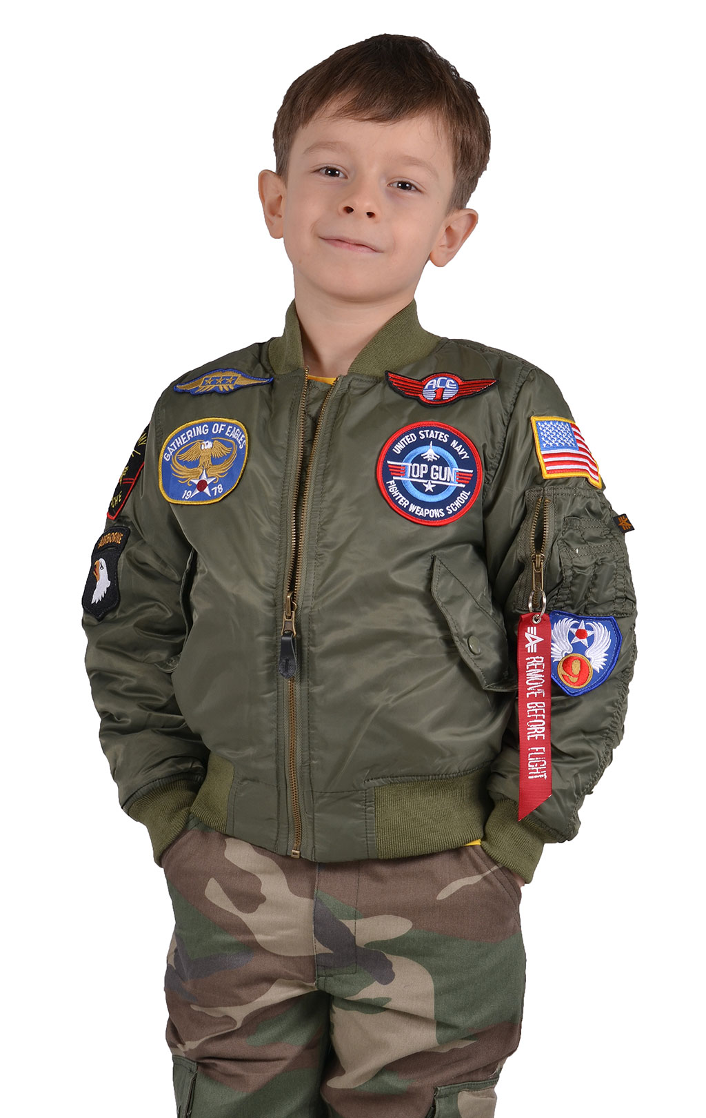Детская куртка-бомбер лётная ALPHA INDUSTRIES Youth Patch Kids MA-1 sage green 