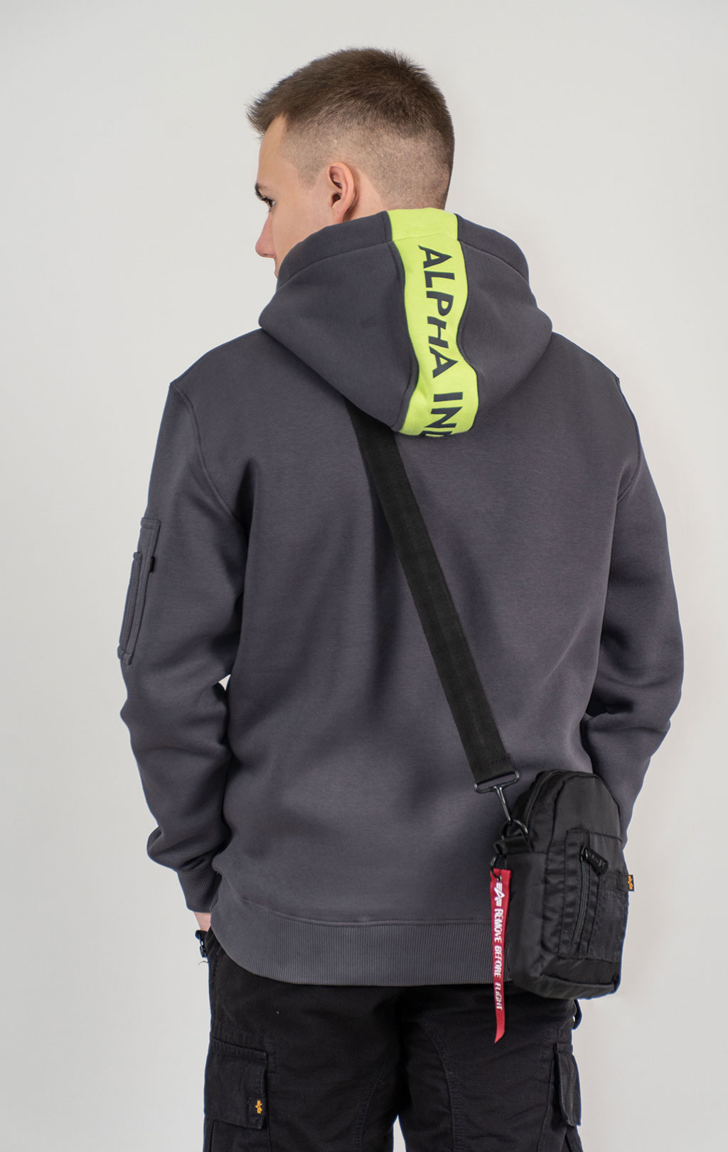 Толстовка ALPHA INDUSTRIES GREEN STRIPE HOODY vintage grey 