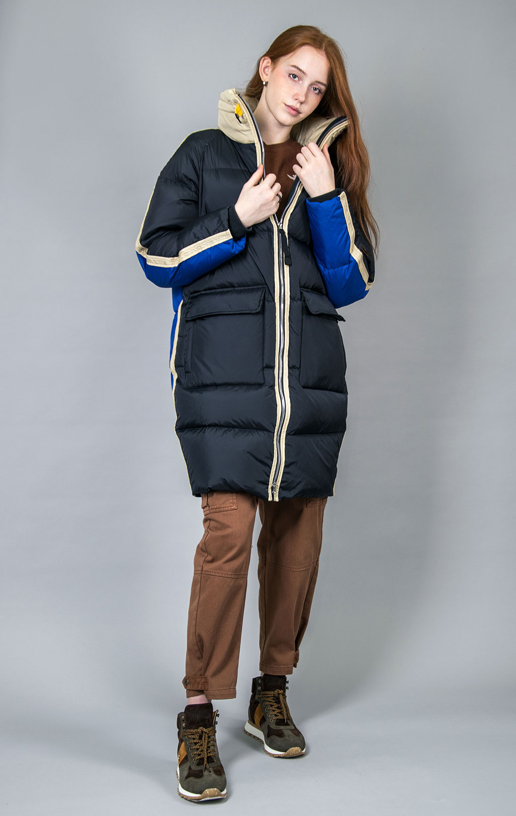 Женское пальто пуховое PARAJUMPERS JADA FW 23/24 pencil tapioca c blue 