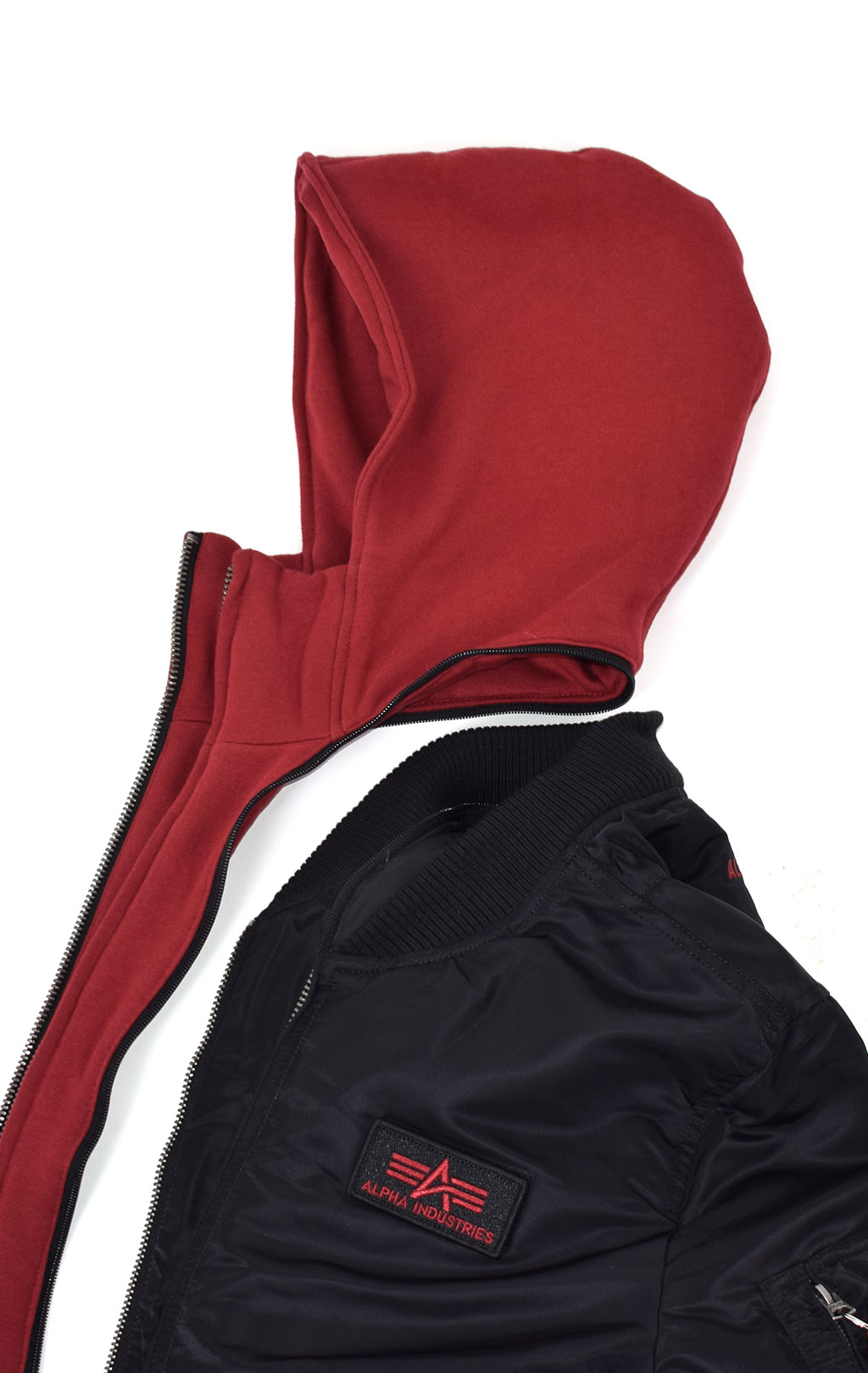 Куртка-бомбер лётная ALPHA INDUSTRIES D-Tec SE big size MA-1 black/red 