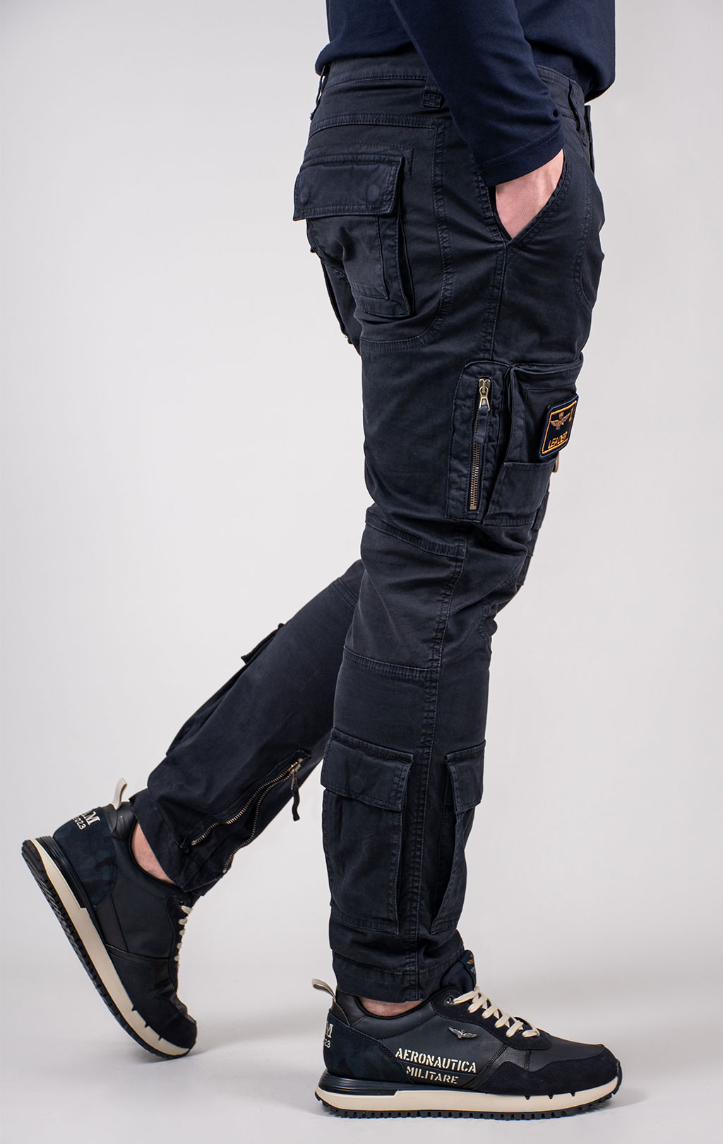 Брюки-карго AERONAUTICA MILITARE ANTI-G big size плотные FW 23/24/AL dark blue (PA 1557) 