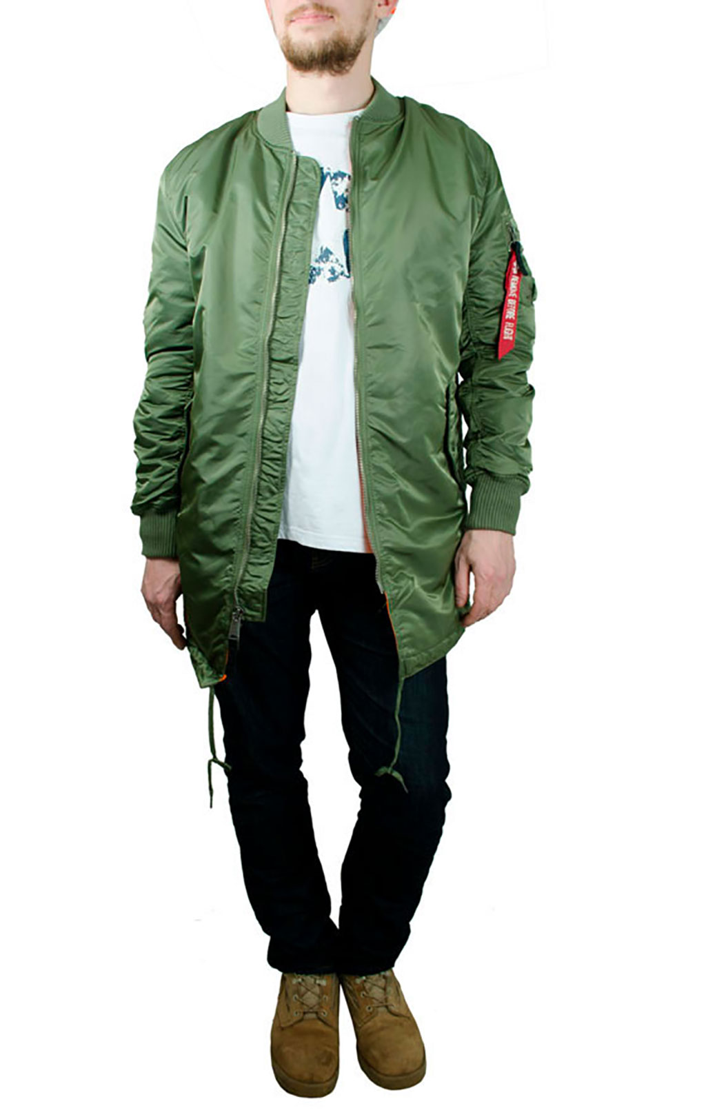 Куртка-бомбер удлинённая ALPHA INDUSTRIES COAT MA-1 sage green 