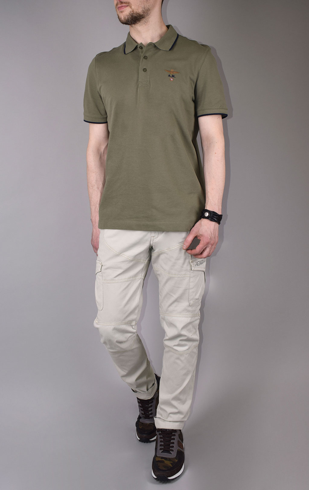 Футболка-поло AERONAUTICA MILITARE SS 20/TR verde militare (PO 1308) 