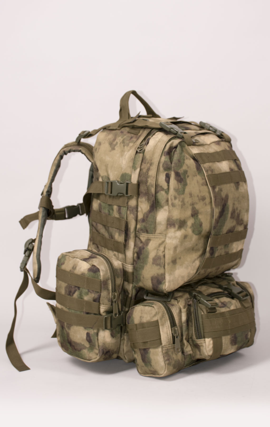 Рюкзак тактический ASSAULT 60L с поясной сумкой + 2 подсумка green camo BS-016 Китай