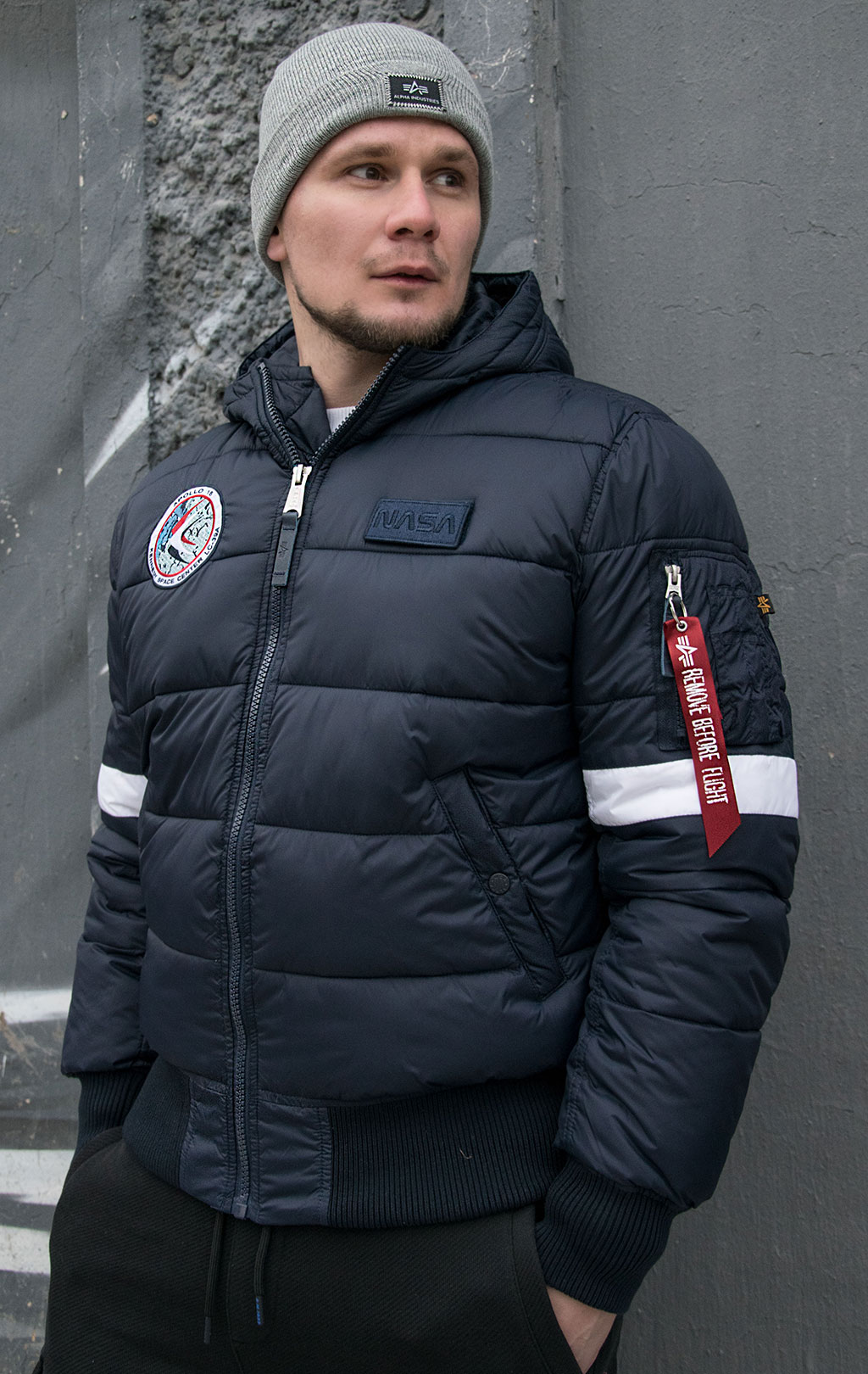 Куртка ALPHA INDUSTRIES HOODED PUFFER FD NASA rep. blue 