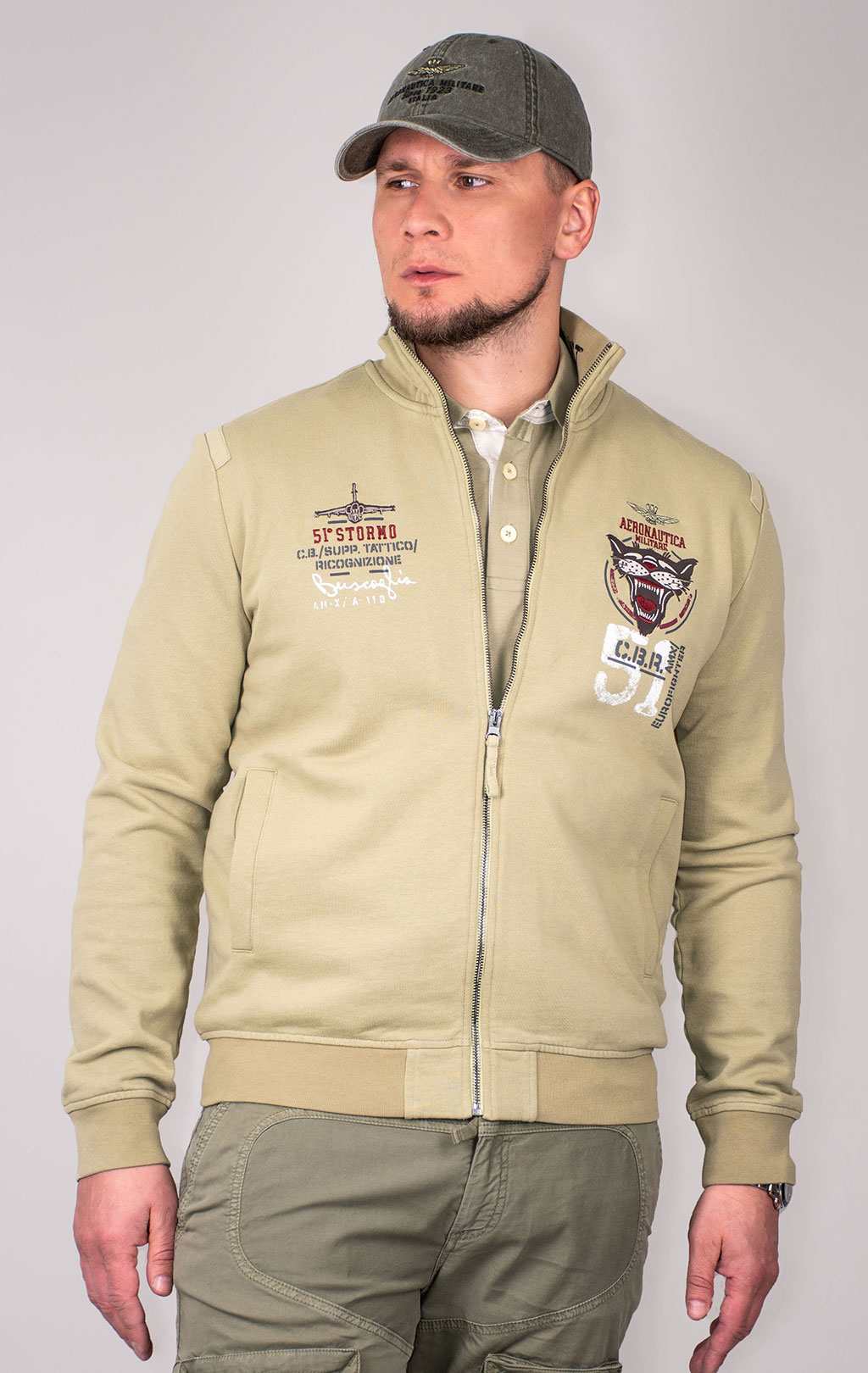 Олимпийка AERONAUTICA MILITARE SS 24 m/TR sage green (FE 1881) 