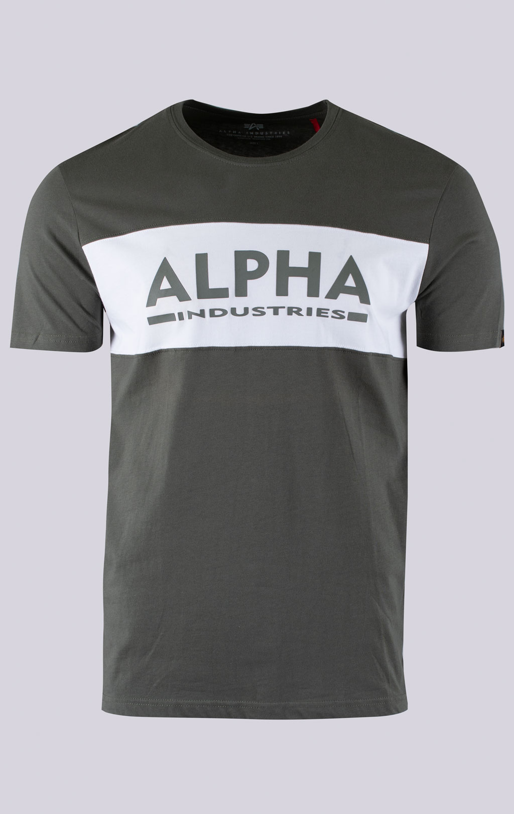 Футболка ALPHA INDUSTRIES ALPHA INLAY dark olive/white 