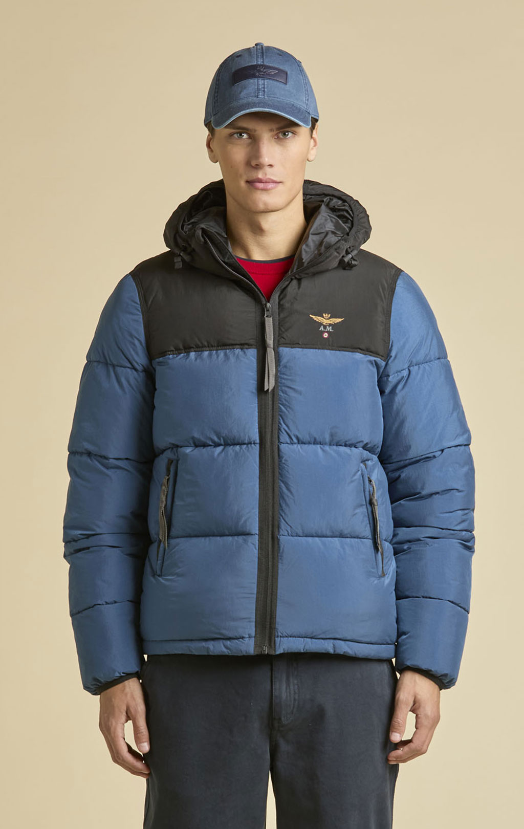 Куртка с капюшоном AERONAUTICA MILITARE FW 25/26/CN titan avio/black (AB 3025) 