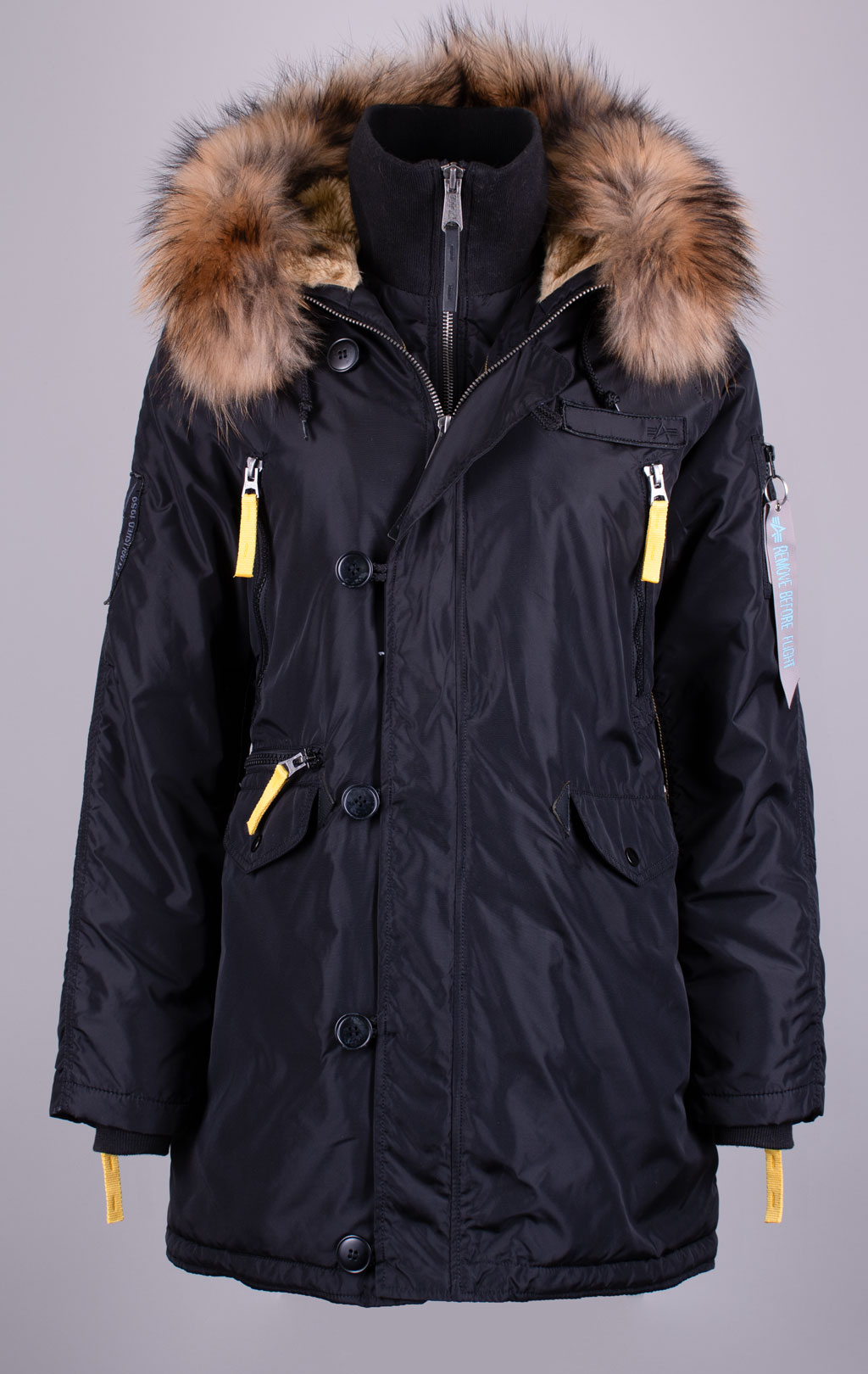 Женская аляска ALPHA INDUSTRIES PPS N-3B натур. мех black 