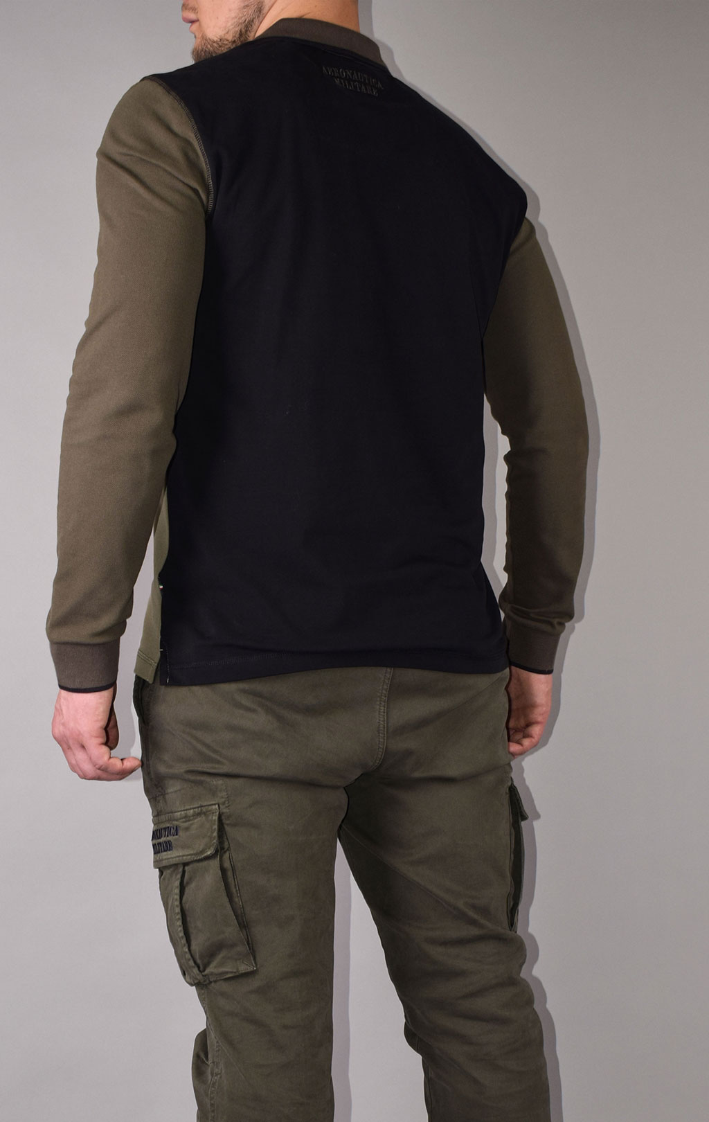 Поло-лонгслив AERONAUTICA MILITARE FW 20/21/TR black/verde scuro/verde chiaro (TS 1484) 