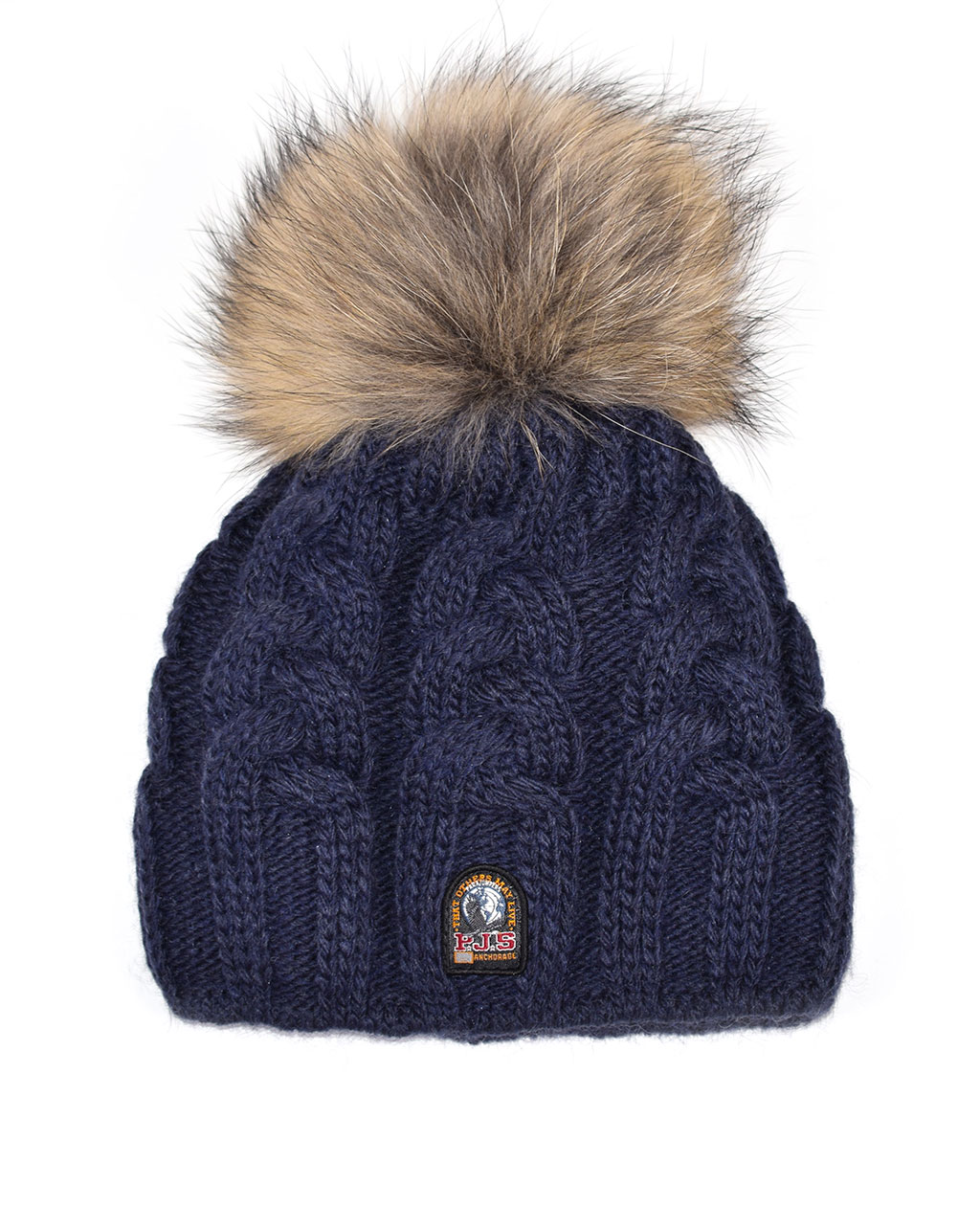 Женская шапка вязаная с помпоном PARAJUMPERS CABLE HAT FW 19/20 navy 