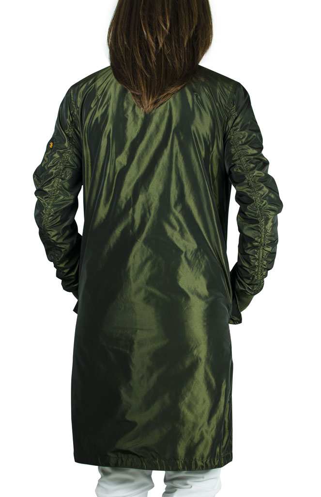 Женская ветровка-бомбер удлинённая ALPHA INDUSTRIES LW COAT IRIDIUM MA-1 dark green 