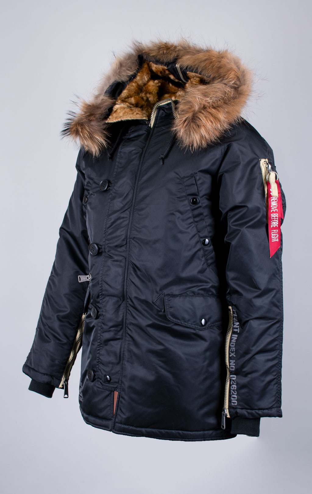 Аляска ALPHA INDUSTRIES N-3B ART VF натур. мех black 
