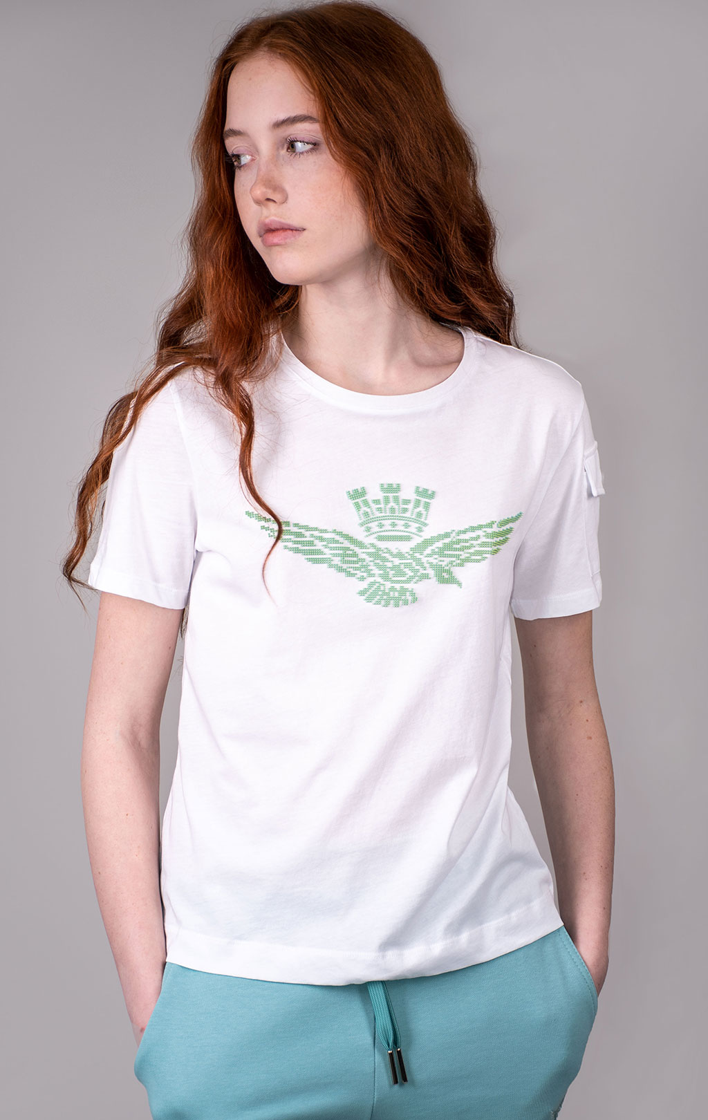 Женская футболка AERONAUTICA MILITARE SS 24/TR bianco ottico (TS 2223) 