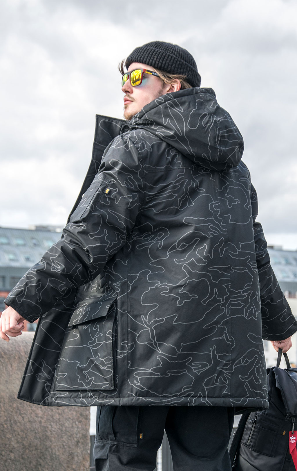 Аляска ALPHA INDUSTRIES PRIMALOFT PARKA N-3B reflective black camo 